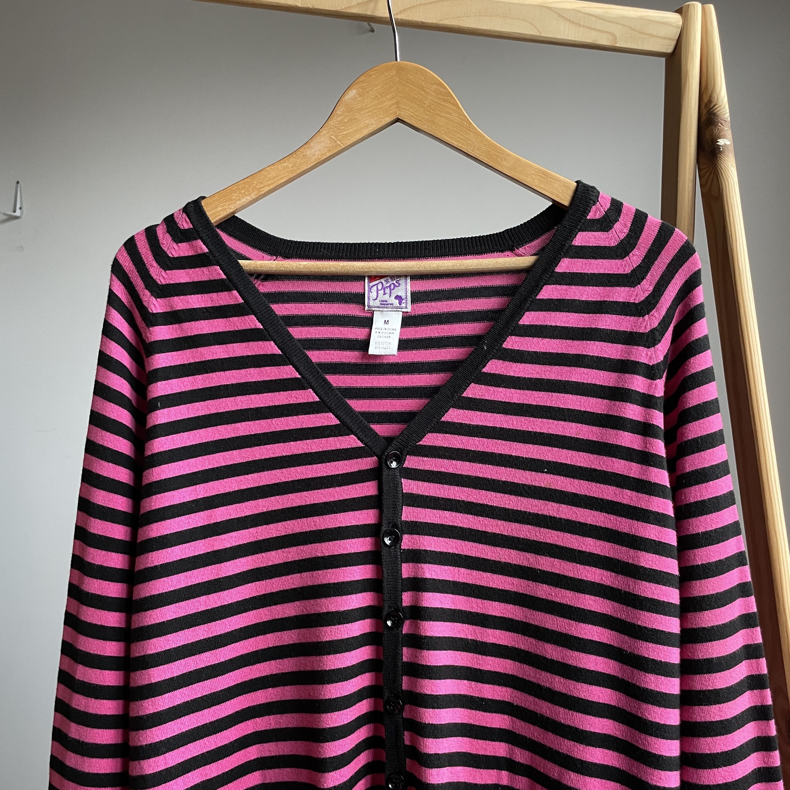 Prps PRPS Striped Pink Cotton Cardigan Size M Size US M / EU 48-50 / 2 - 3 Thumbnail