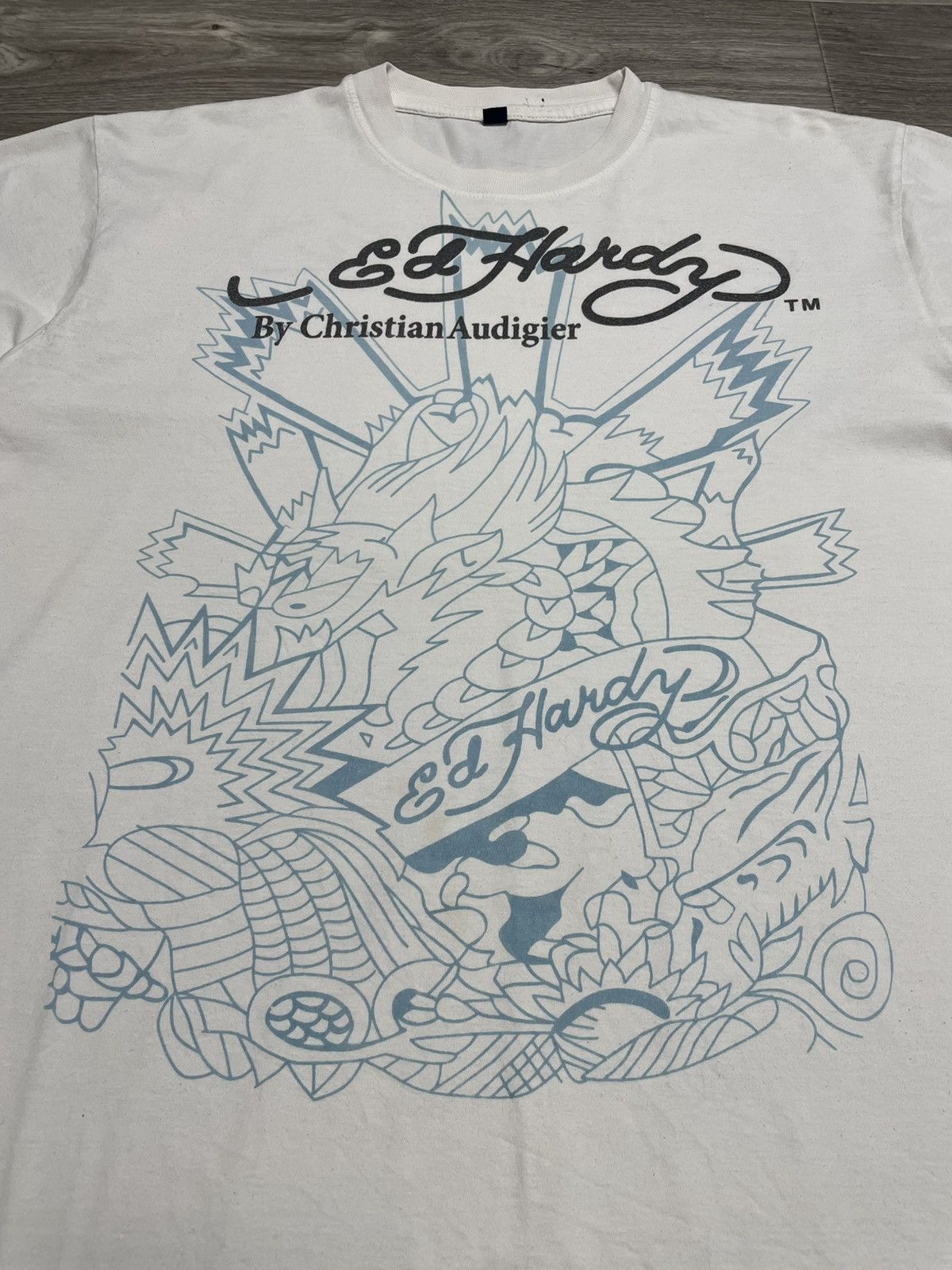 Ed Hardy Vintage Ed Hardy By Christian Audigier White T-Shirt Y2K Size US XXL / EU 58 / 5 - 7 Thumbnail