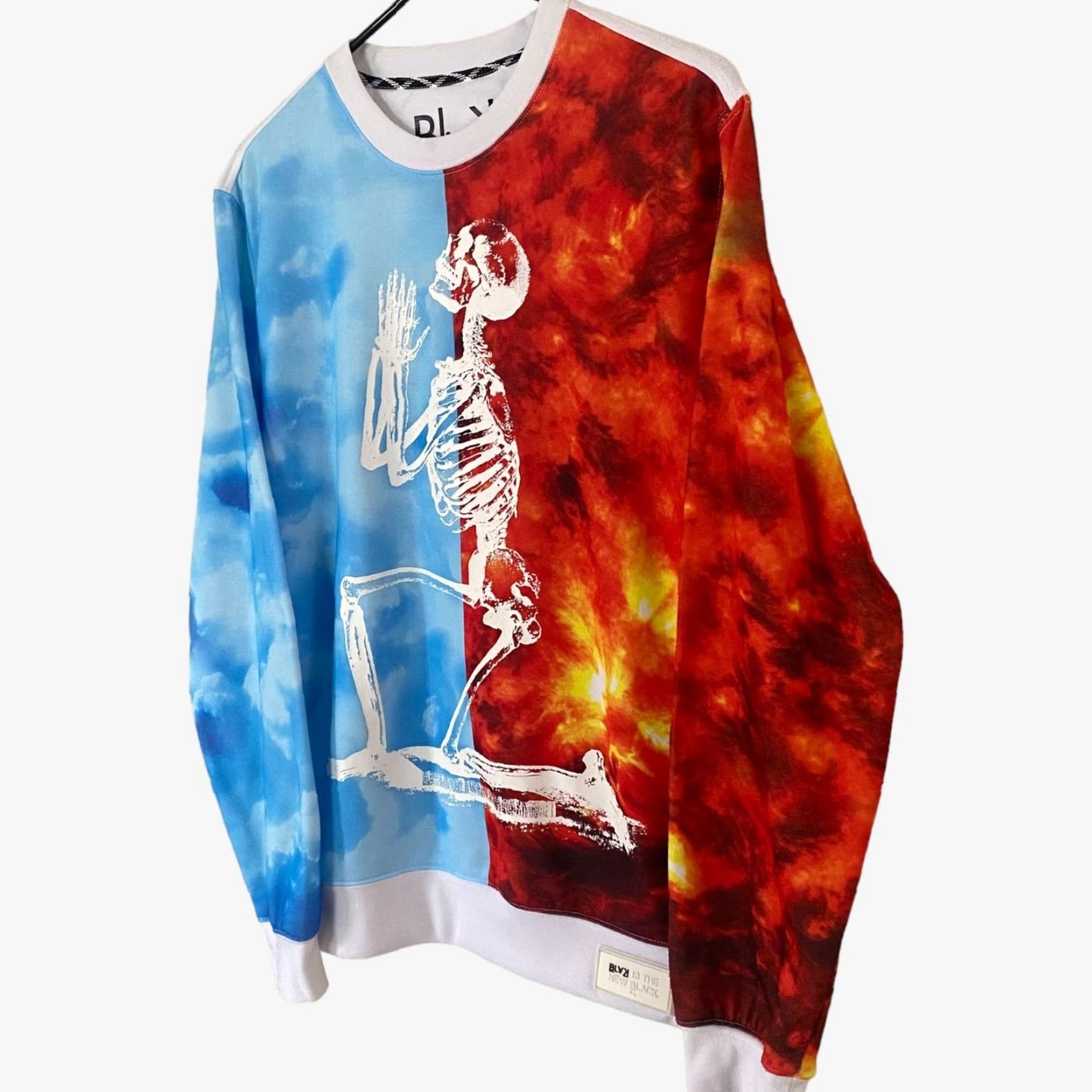 Rocawear Rocawear Praying Skeleton Crewneck Sweatshirt Pullover Mens Medium White Graphic Multicolor Polyester Streetwear Size US M / EU 48-50 / 2 - 2 Thumbnail