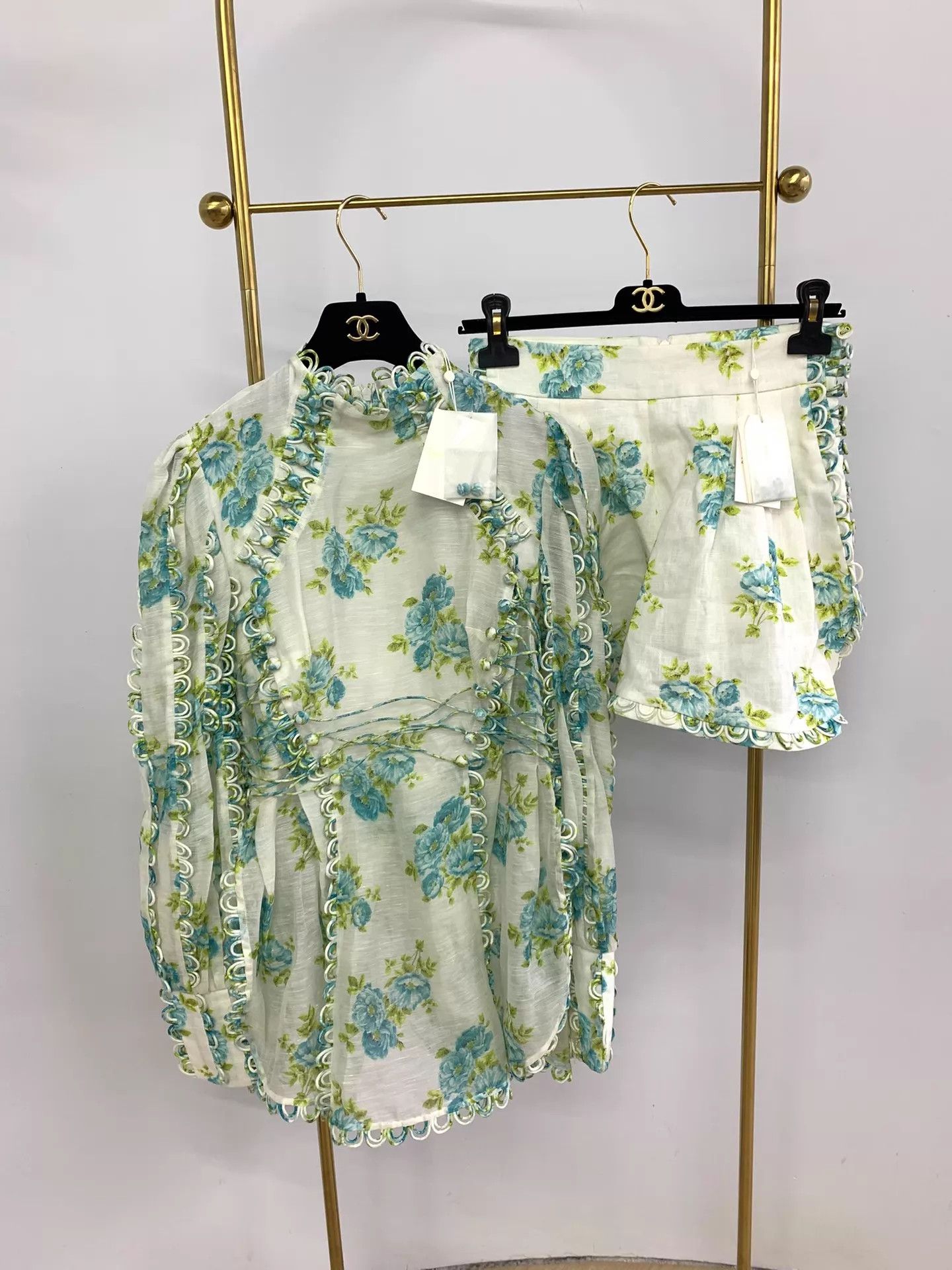 Zimmermann Zimmermann Runway Blue Print Top & Short Set Size 1 Size S / US 4 / IT 40 - 1 Thumbnail
