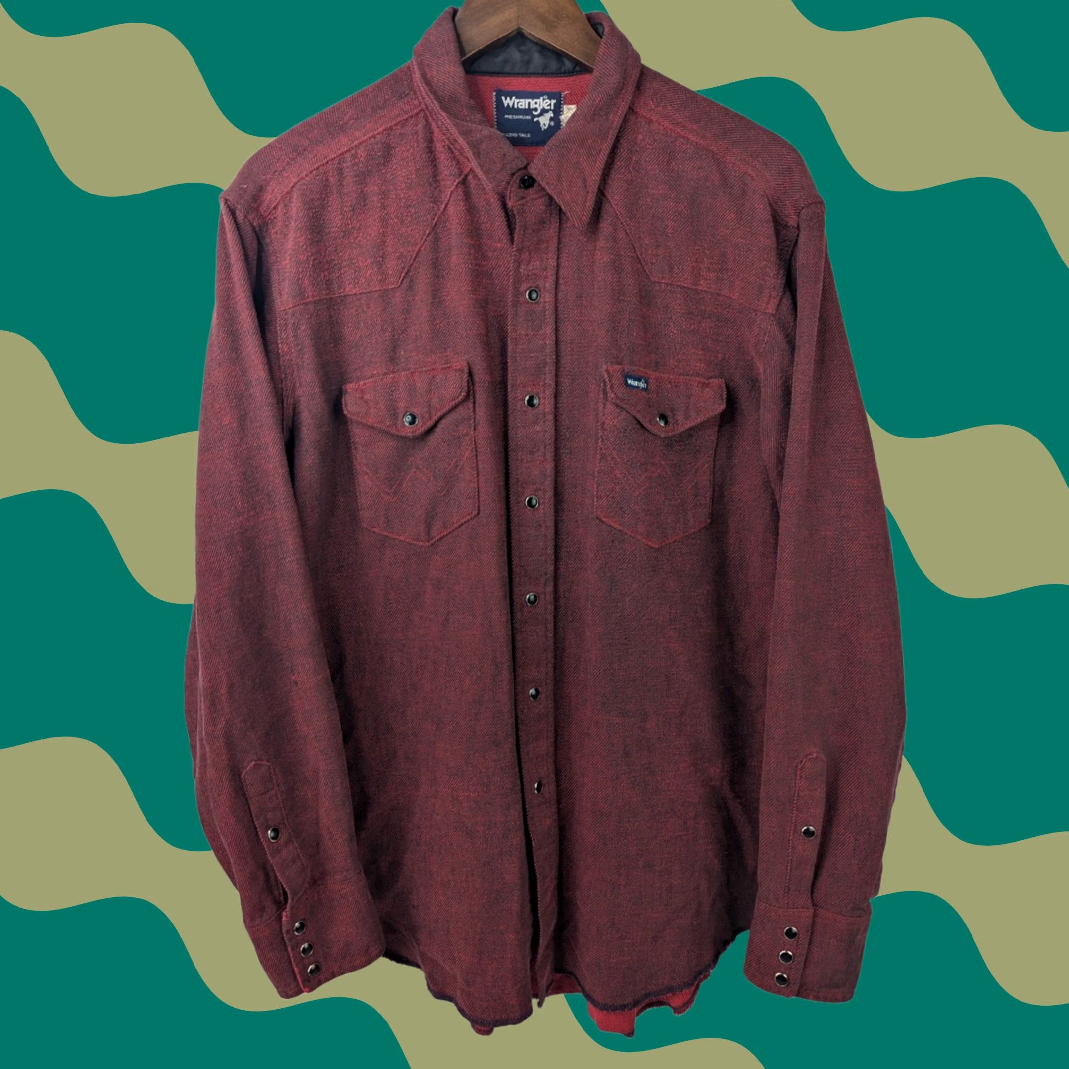 Wrangler VINTAGE Wrangler Shirt Western Mens XS? 36 Red Button-Up X-Long? Size US M / EU 48-50 / 2 - 1 Thumbnail