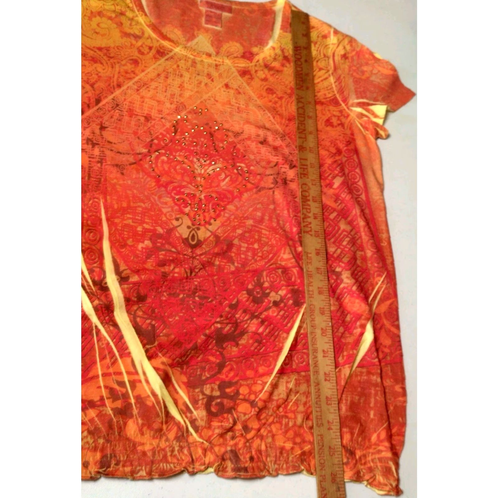 Vintage Loop 18 Shirt 9/11 Orange Yellow Graphic Geometric Print Studded Vintage Y2K Size US M / EU 48-50 / 2 - 4 Thumbnail