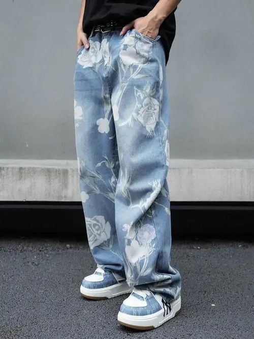 Jean Vintage Unique Printed Jeans Loose Fit Size US 34 / EU 50 - 4 Thumbnail