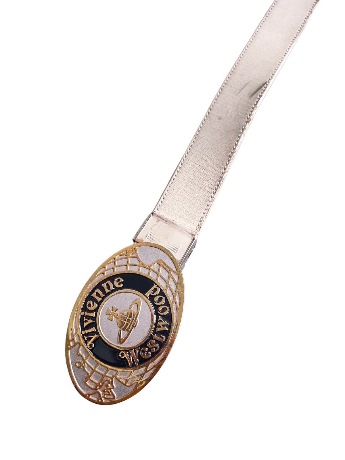 Vivienne Westwood 1990s Vivienne Westwood Iconic Orb Logo Buckle Leather Belt Size ONE SIZE - 6 Thumbnail