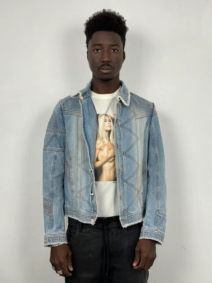 Roberto Cavalli FW2002 Roberto Cavalli Geometrical Blue Denim Jacket Size US S / EU 44-46 / 1 - 2 Thumbnail