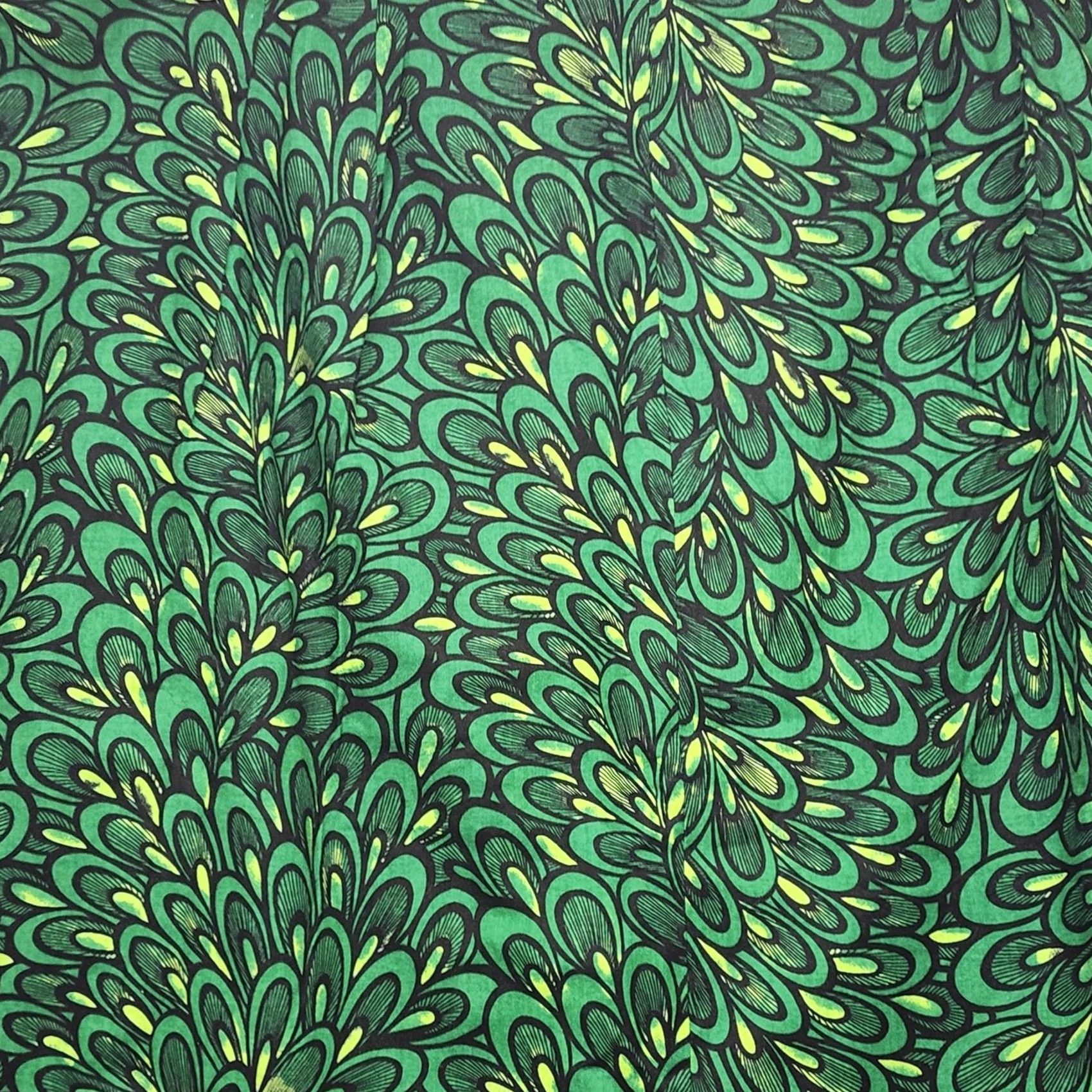 Vintage VINTAGE Handmade Womens Plus Size Skirt Green Retro Abstract Print A-Line 44 Waist Knee Length Womens Size 30" / US 8 / IT 44 - 5 Thumbnail