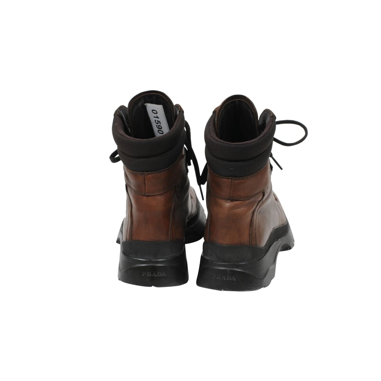 Prada Combat Hiking Boots Brown Leather Lug Sole - 01590 Size US 8.5 / EU 41-42 - 7 Thumbnail