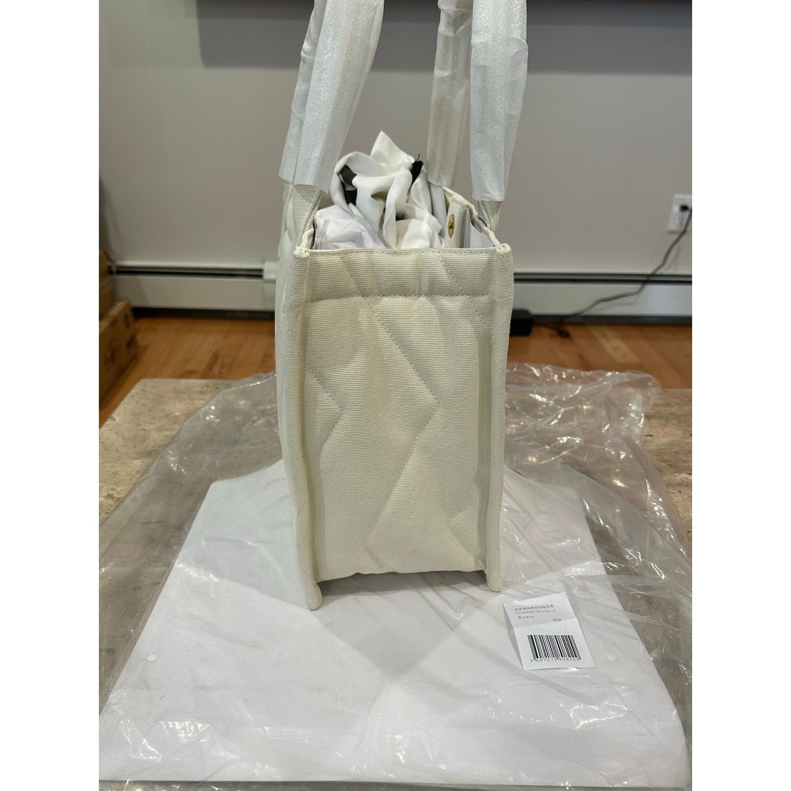 Sandro NEW Sandro Kasbah Quilted Canvas Tote Ecru/ Cream Size ONE SIZE - 9 Thumbnail