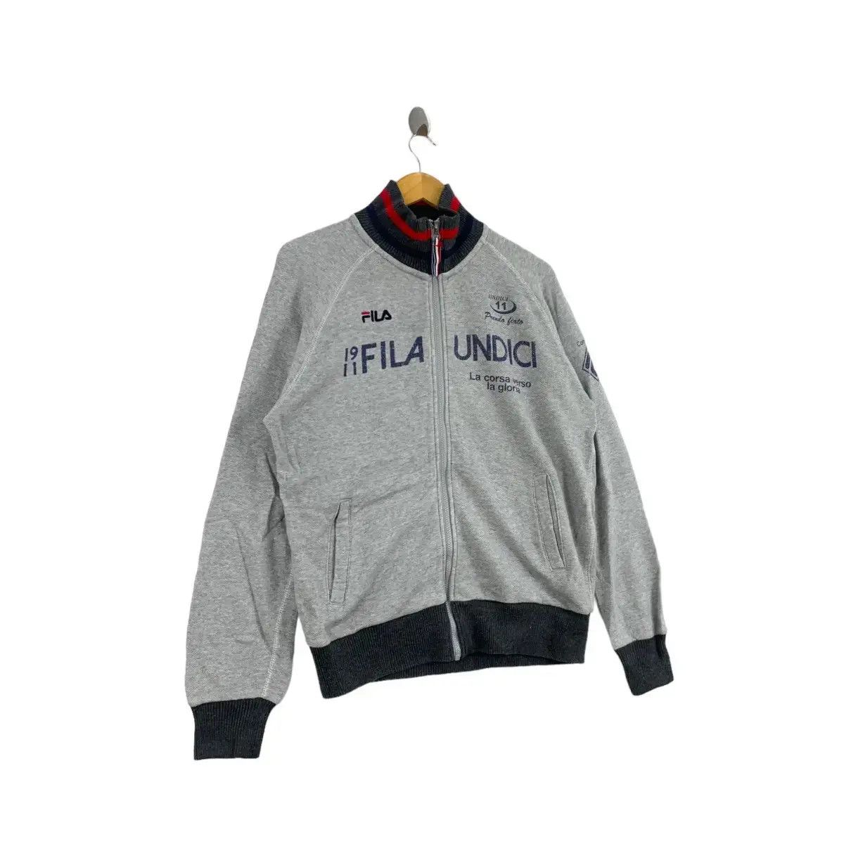 Fila Vintage FILA UNDICI Print Full Zipper Grey Light Jacket Size US XL / EU 56 / 4 - 2 Thumbnail