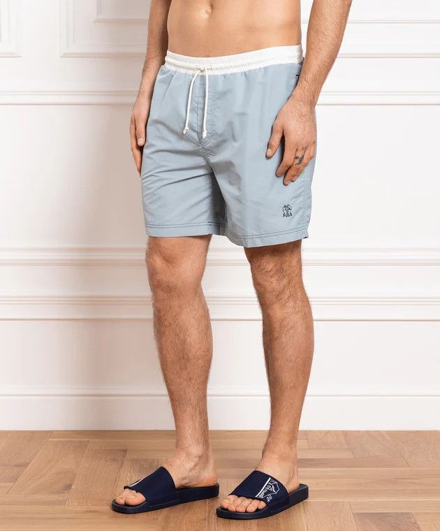 Brunello Cucinelli BRUNELLO CUCINELLI blue logo swim shorts XL authentic Size US 36 / EU 52 - 2 Thumbnail