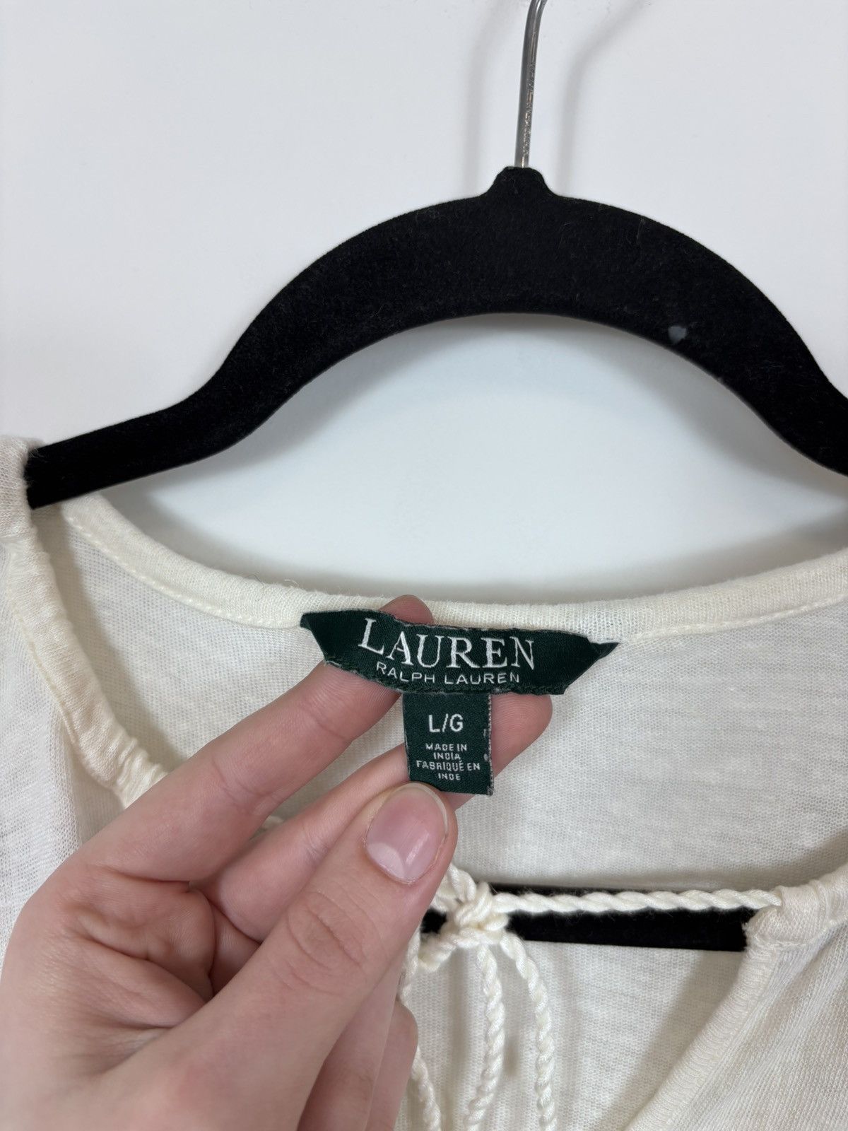 Lauren Ralph Lauren Lauren Ralph Lauren Women’s Ivory Linen Long Sleeve Blouse Size L / US 10 / IT 46 - 8 Thumbnail