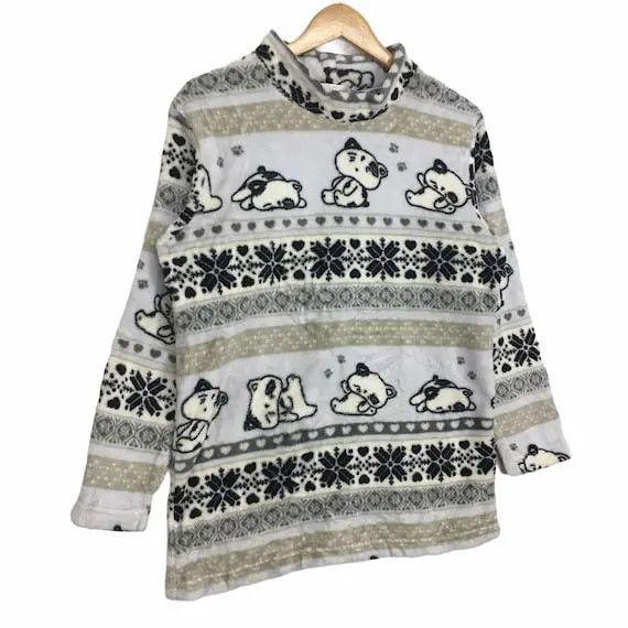 Anime DARE NYAN 1999 Garconne DAN Cartoon Fleece Sweater Size L / US 10 / IT 46 - 5 Thumbnail