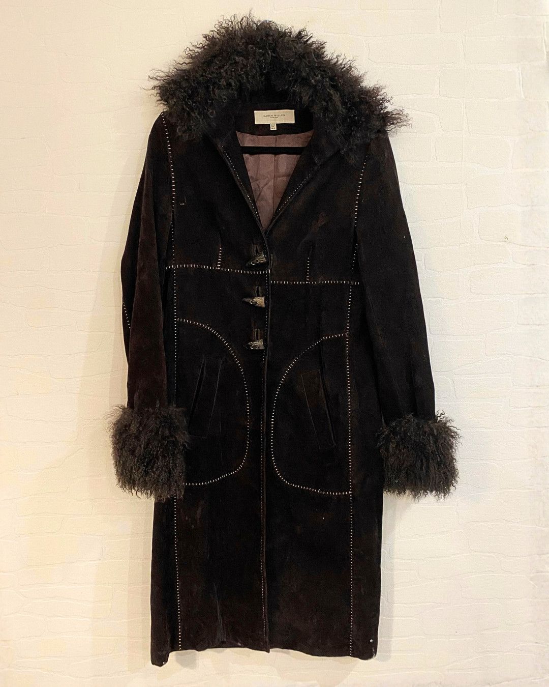 karen millen long сoat with lamb wool