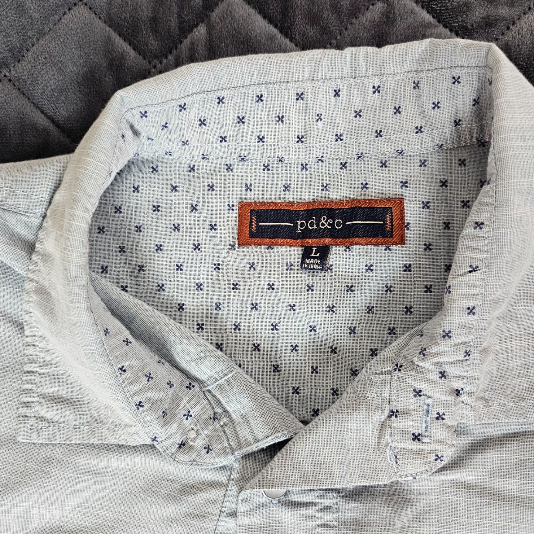 PD&C PD&C Shirt Men L Blue Button-Up Short Sleeve Pockets Casual Design Trim Button Collar Pocketed Vintage No Size US L / EU 52-54 / 3 - 2 Thumbnail
