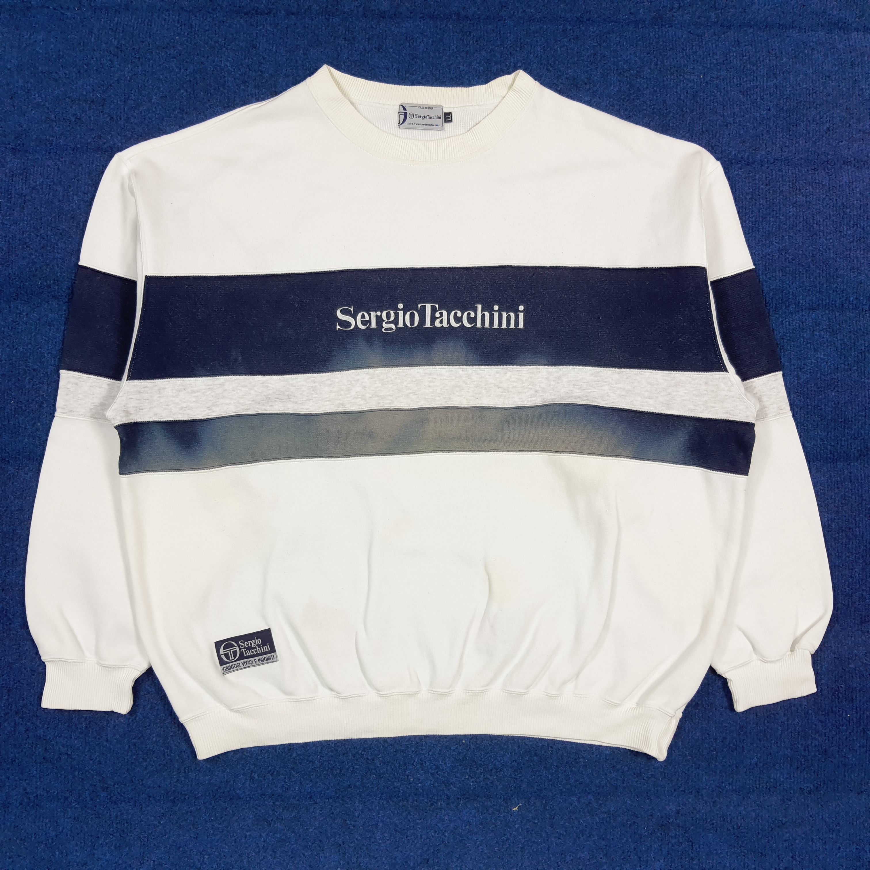 Sergio Tacchini Vintage Retro Sergio Tacchini Sweatshirt Navy Stripe C293N18 Size US XL / EU 56 / 4 - 1 Thumbnail