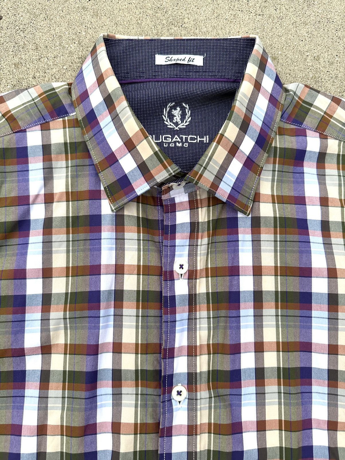 BUGATCHI Bugatchi Shirt Men Size Large Shaped Fit Plaid Flip cuff Size US L / EU 52-54 / 3 - 2 Thumbnail