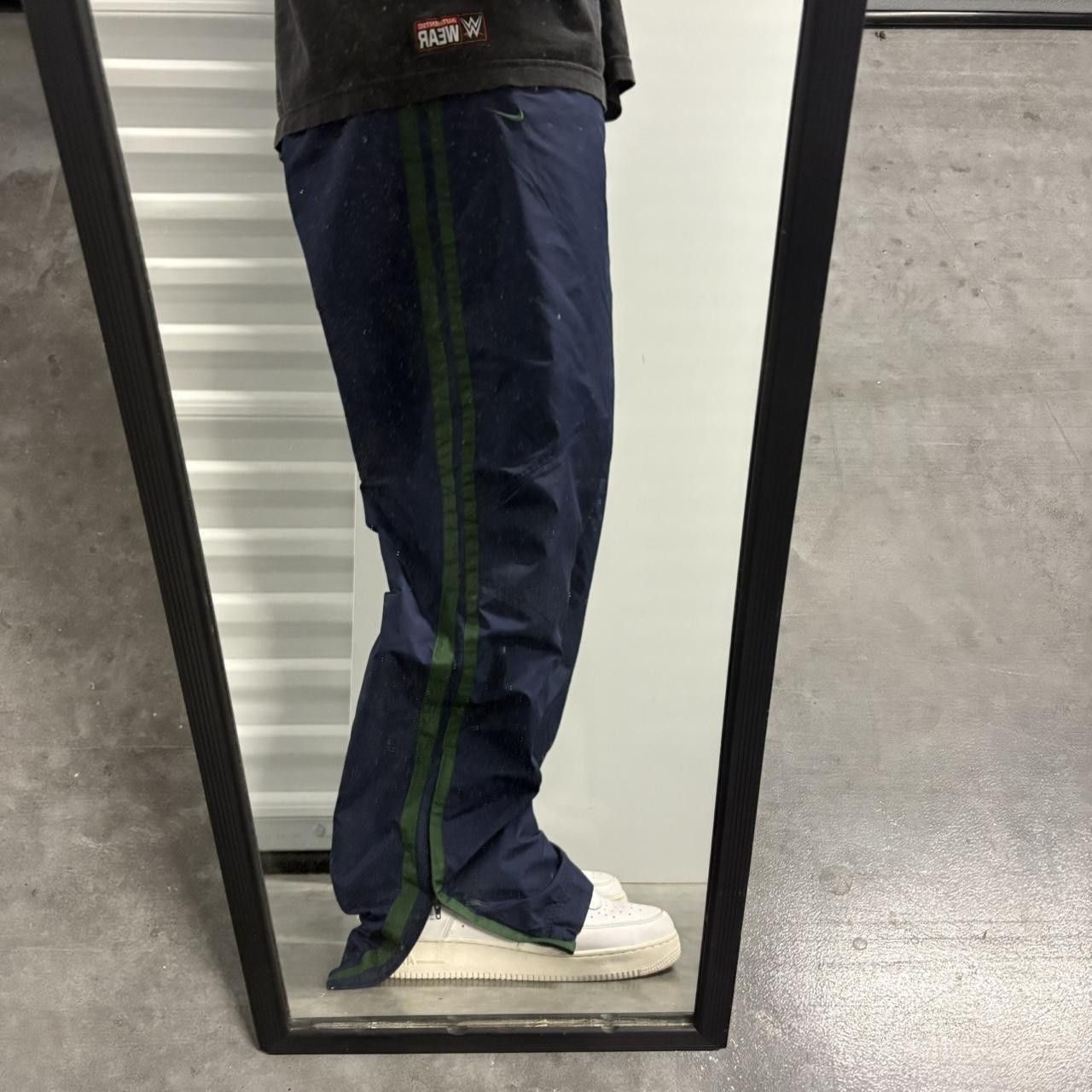 Nike Crazy Vintage Y2K/2000s Super Baggy Navy Blue Striped Nike TrackPants! Size US 32 / EU 48 - 1 Thumbnail