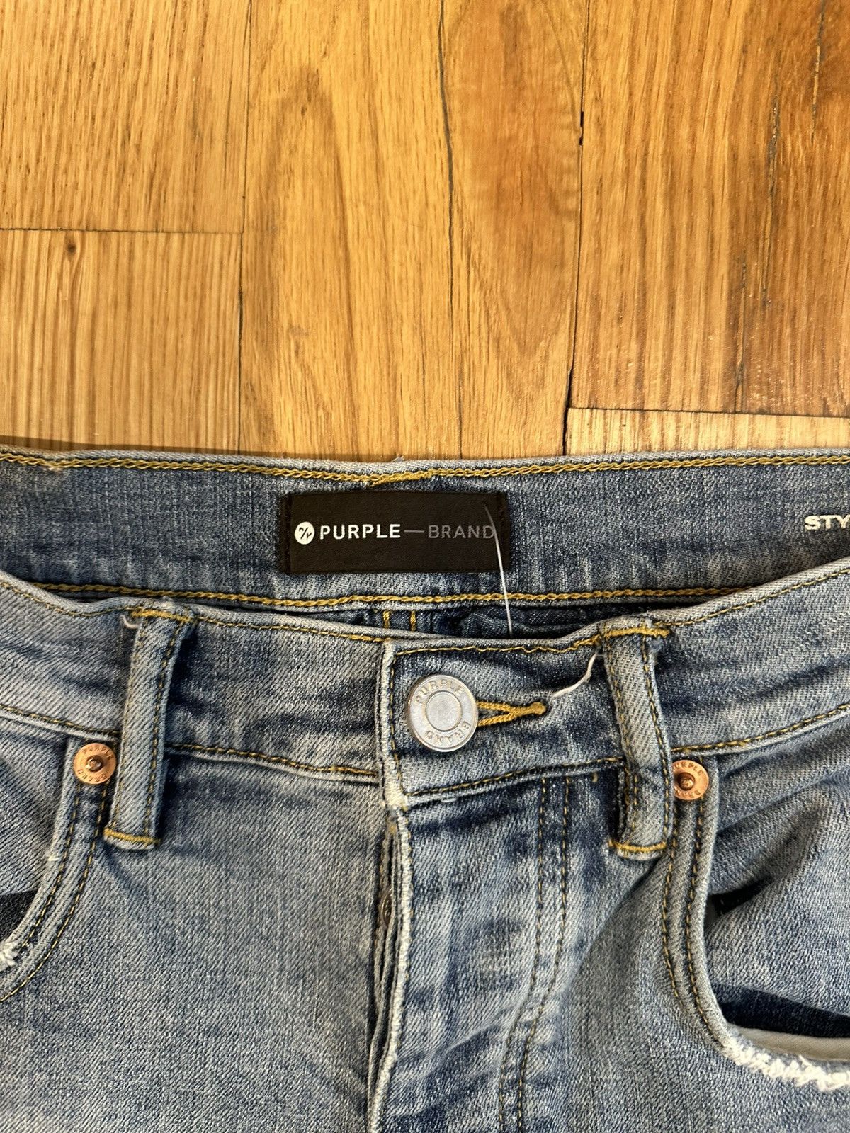 Purple Brand Purple Brand Knee Distress Splatter Blue Denim Size 30 Size US 30 / EU 46 - 3 Thumbnail
