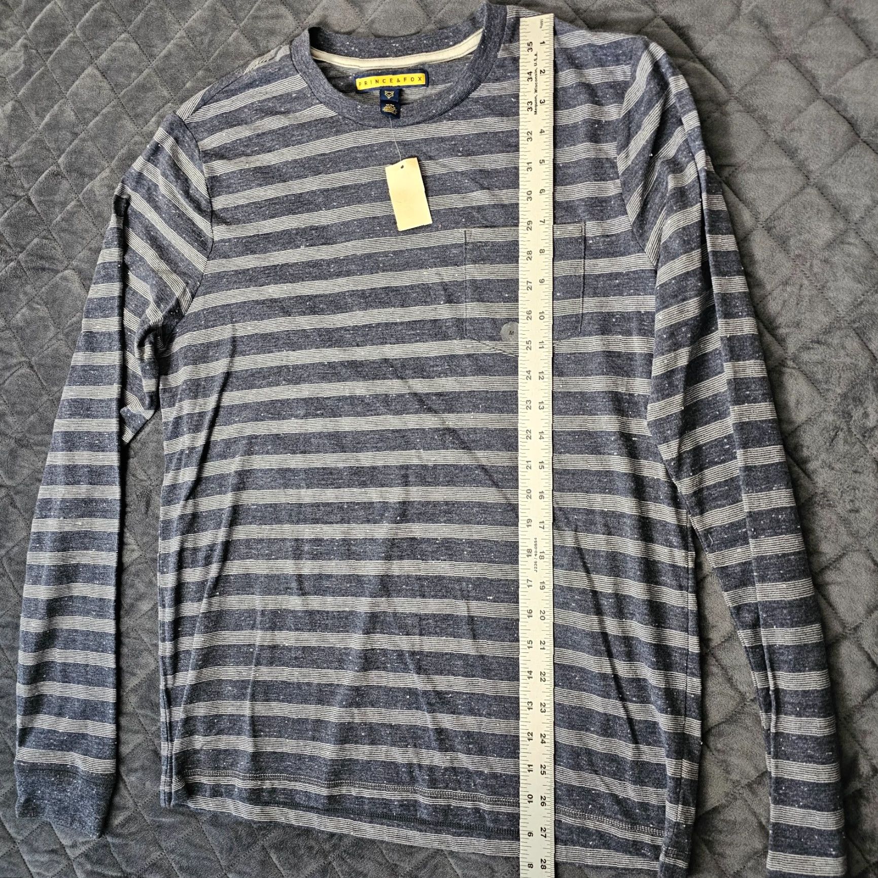 Prince VINTAGE Prince & Fox Shirt Blue Stripe Long Sleeve Crew Neck Cotton Pocket Men Medium Adults Blue Stripe All Seasons 90s? Size US M / EU 48-50 / 2 - 5 Thumbnail