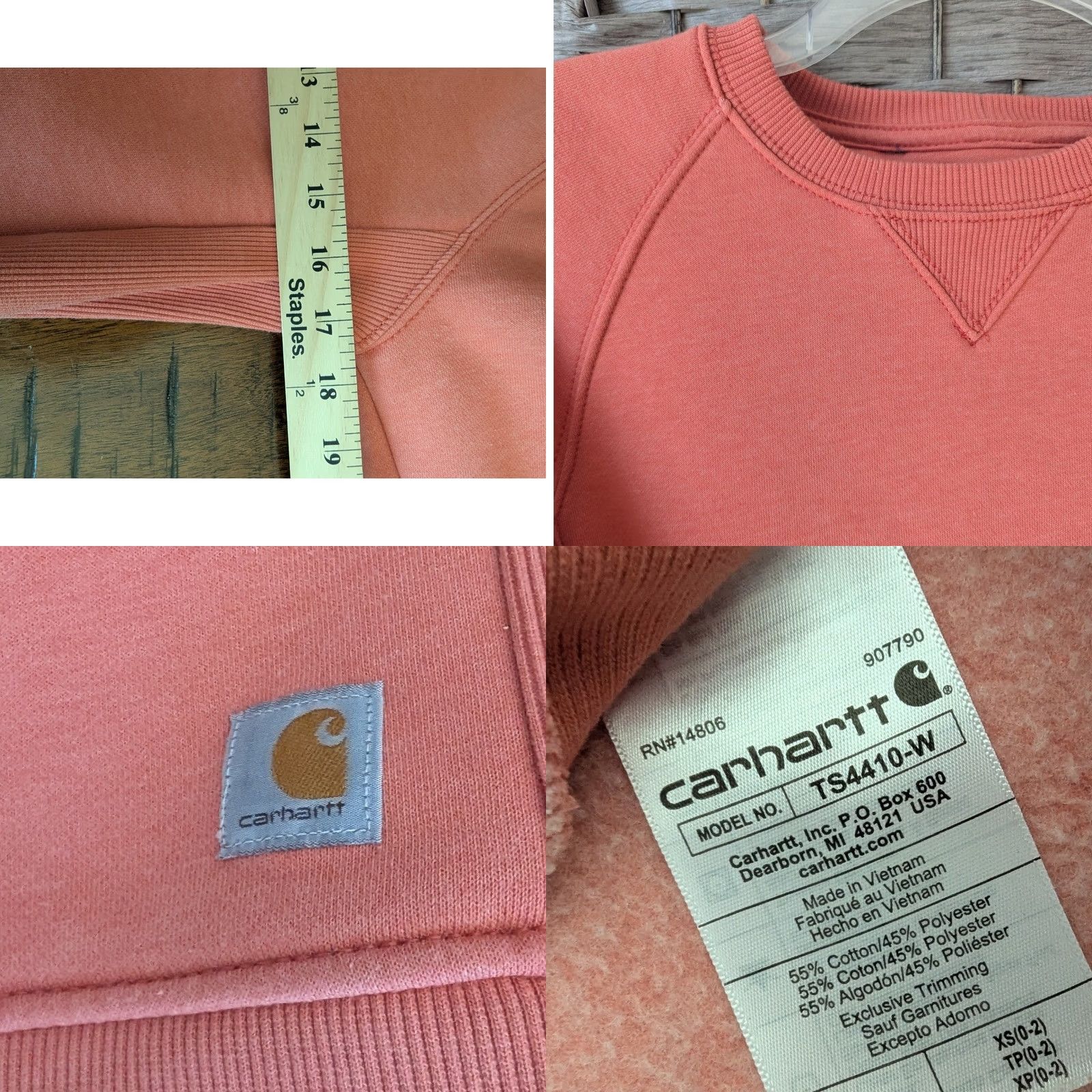 Carhartt Carhartt Sweatshirt Raglan Sleeve Coral Pink Logo Graphic Womens XS Crew Neck Pullover Pullover Sweatshirt Size XS / US 0-2 / IT 36-38 - 8 Thumbnail