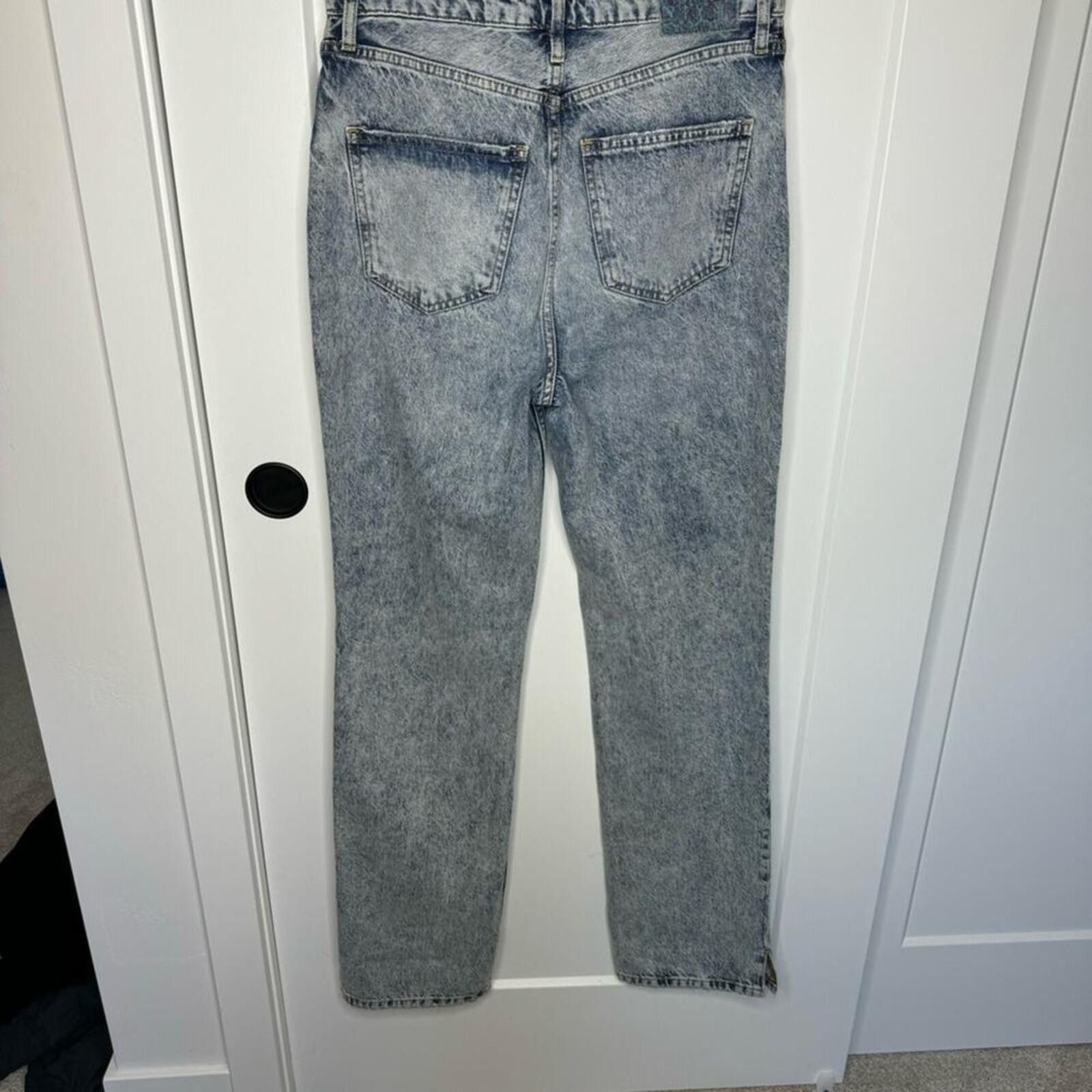 Free People Free People Light Wash Distressed Straight Leg Jeans Size 29" - 4 Thumbnail