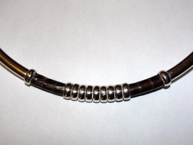 Handmade Sterling Silver Mexican Snakeskin Collar Necklace Size ONE SIZE - 4 Thumbnail