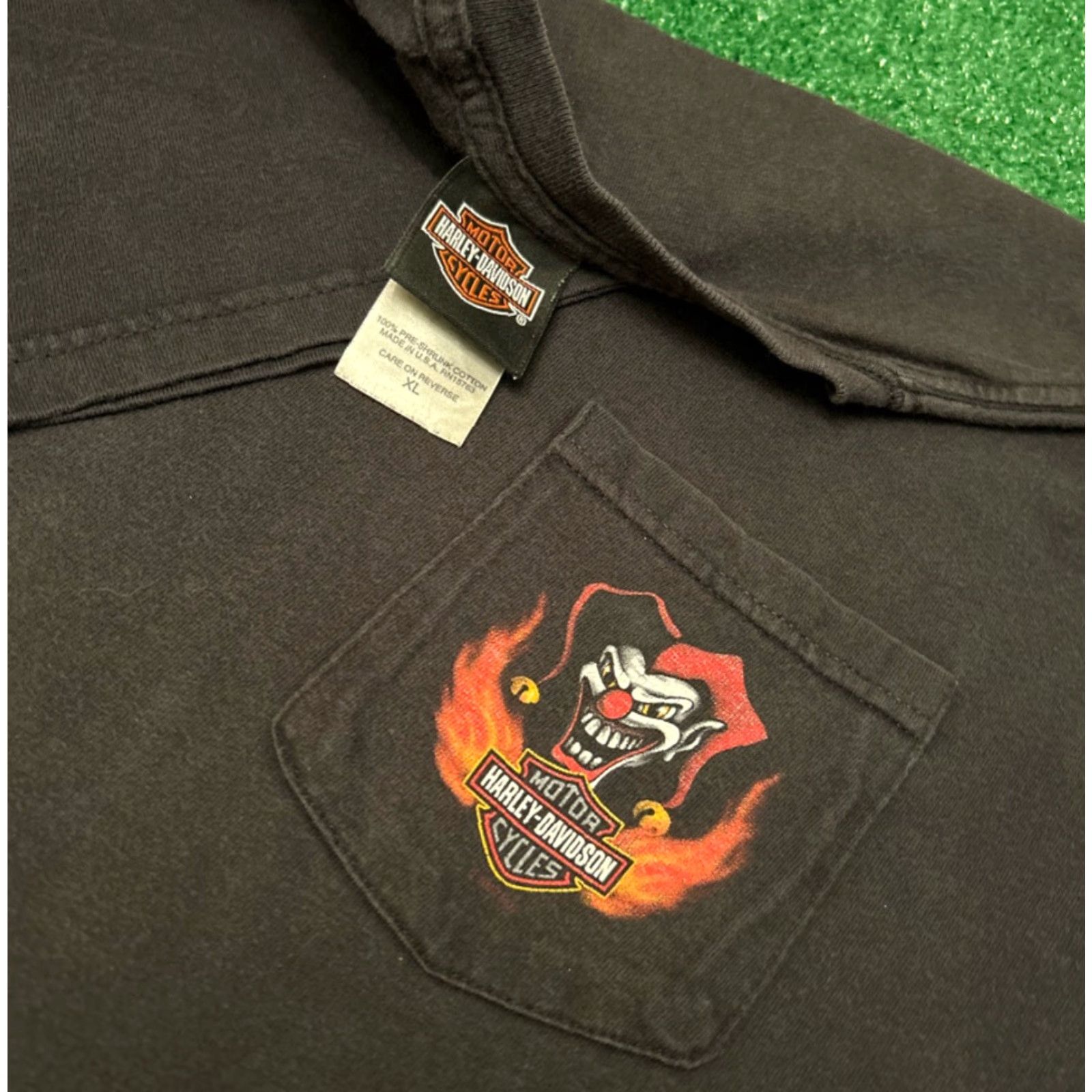Harley Davidson VINTAGE Harley-Davidson Shirt XL Black 90s Y2K Biker Logo New York Clown Flames 2000s Men Size US XL / EU 56 / 4 - 3 Thumbnail