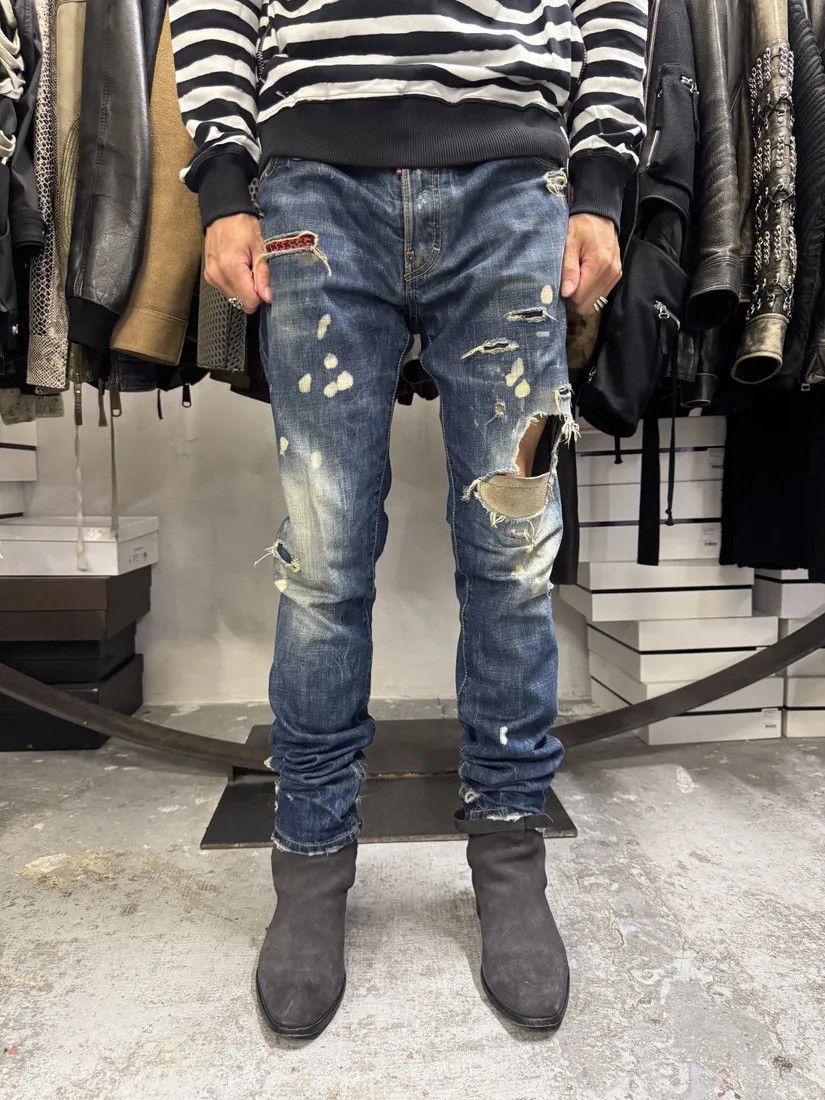 AW2017 DSquared2 Blue Distressed Slim Denim Jeans
