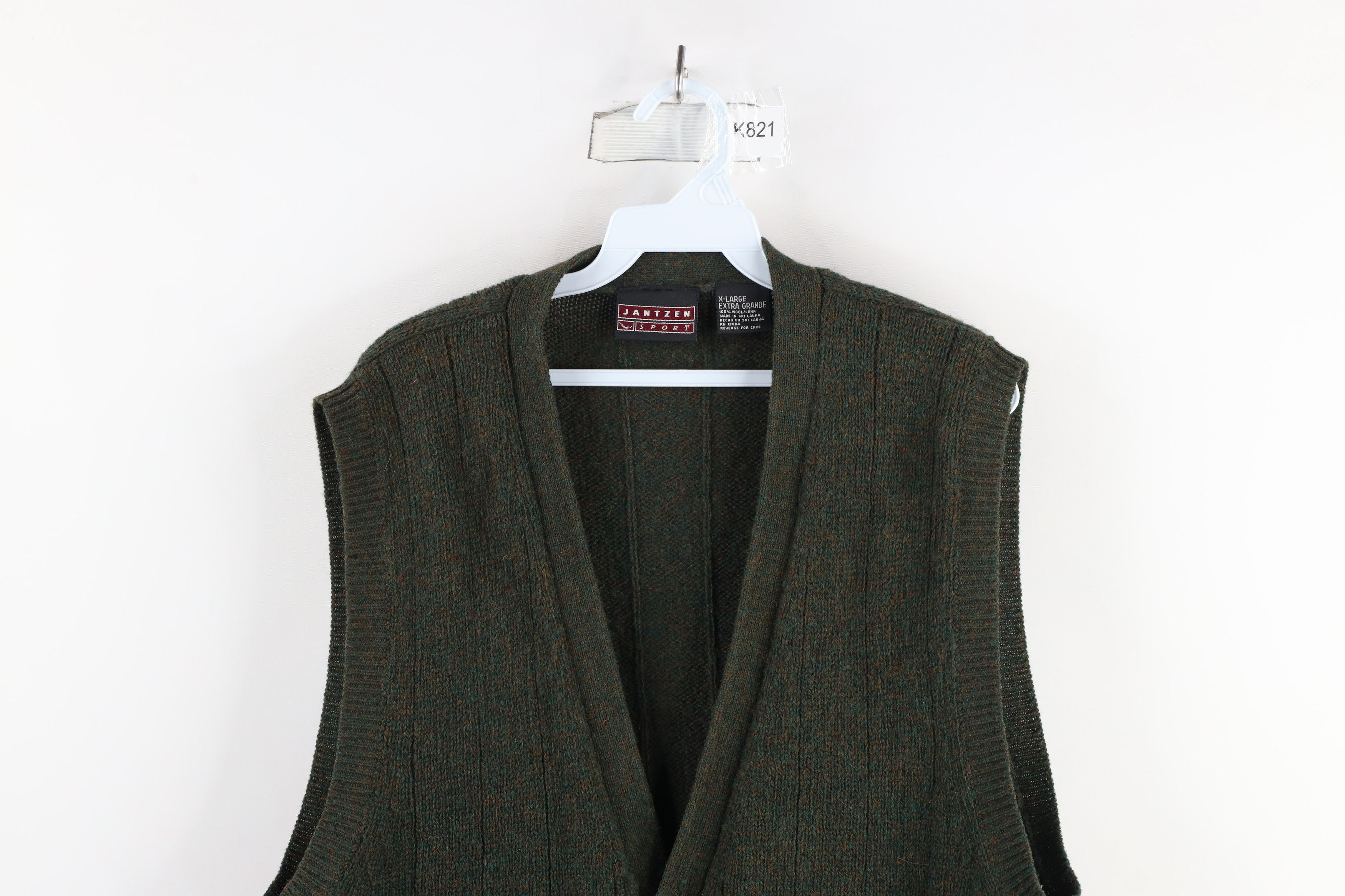 Vintage Vintage 90s Streetwear Wool Knit Cardigan Sweater Vest Green Size US XL / EU 56 / 4 - 2 Thumbnail