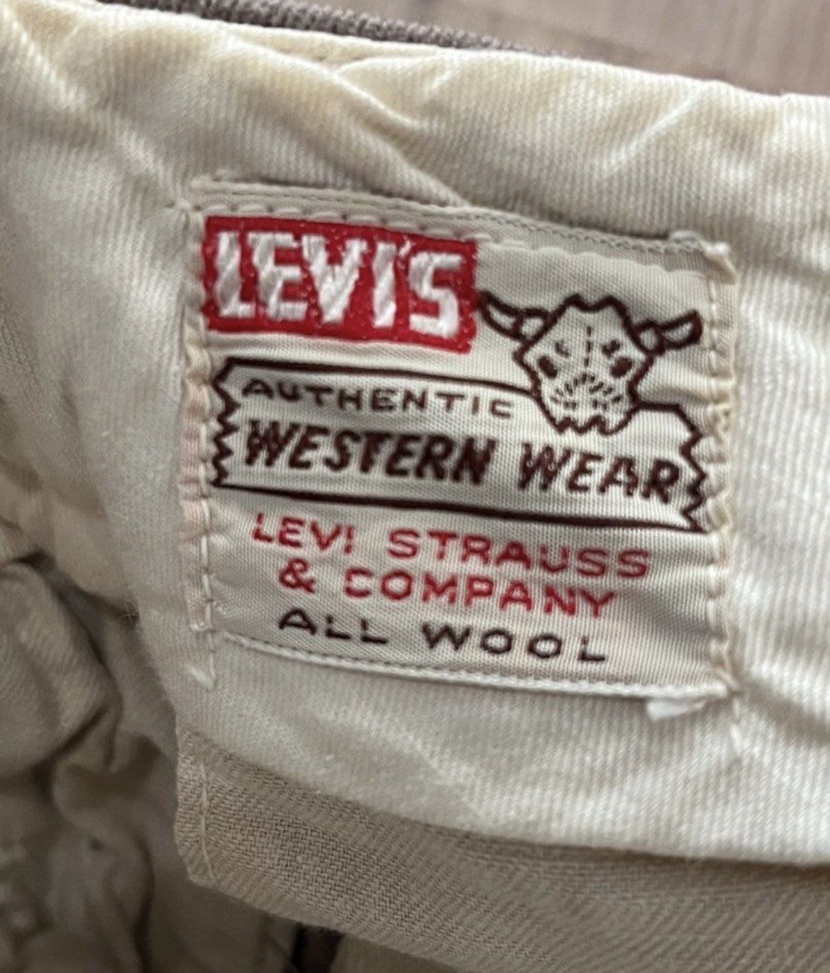 Levi's VINTAGE 50s/60s LEVIS SHORT HORN GARBADINE WOOL TROUSER Size US 30 / EU 46 - 1 Thumbnail