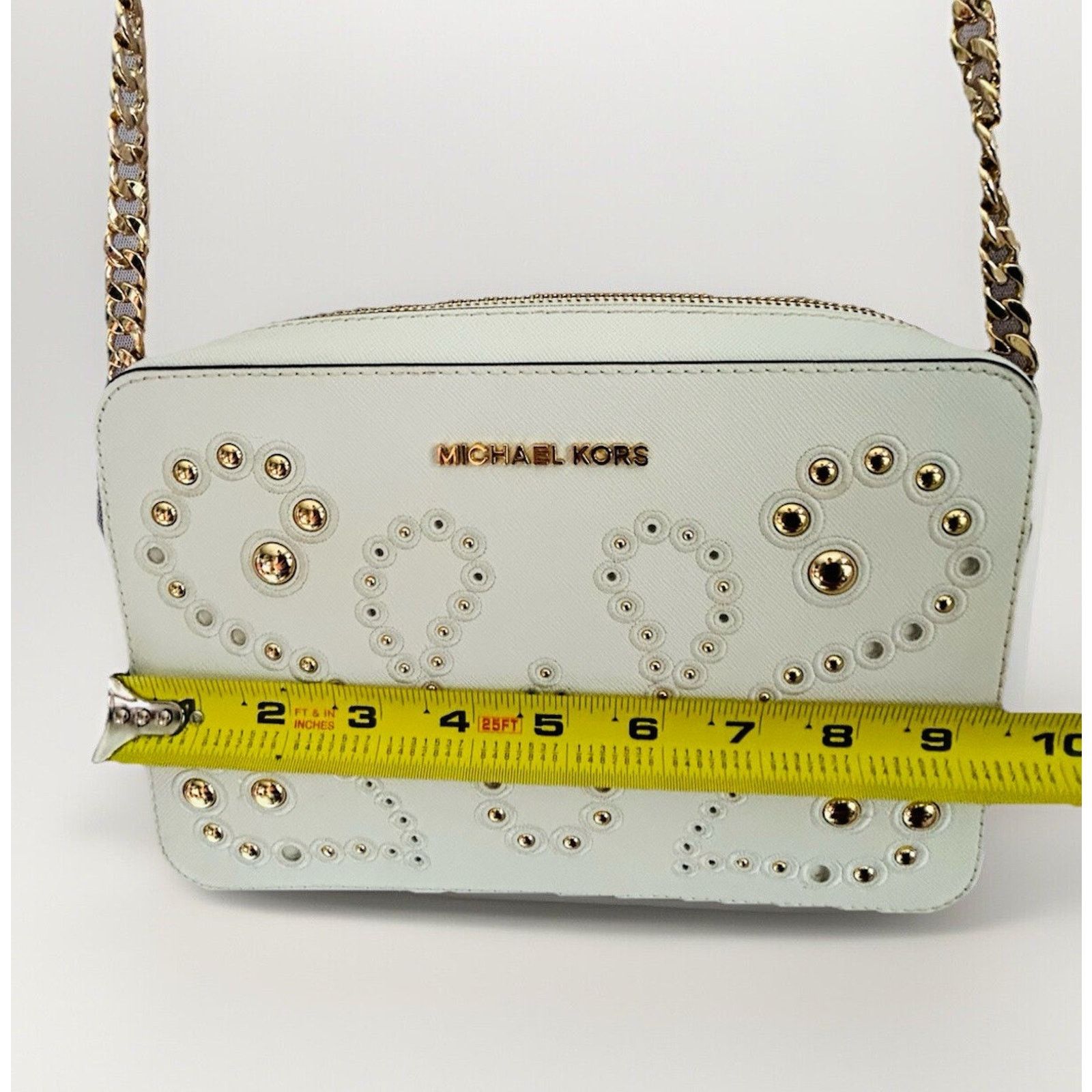 Michael Kors Michael Kors Ginny Leather Crossbody White Embellished Size ONE SIZE - 9 Thumbnail