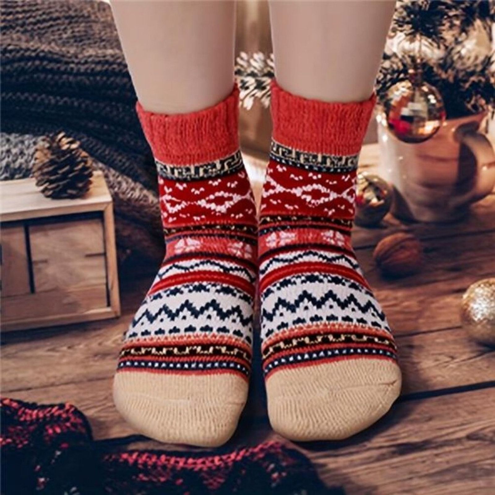 The Unbranded Brand 5 Pairs Of Women's Winter Socks, Thick, Soft, Warm, Knitted Size ONE SIZE - 6 Thumbnail