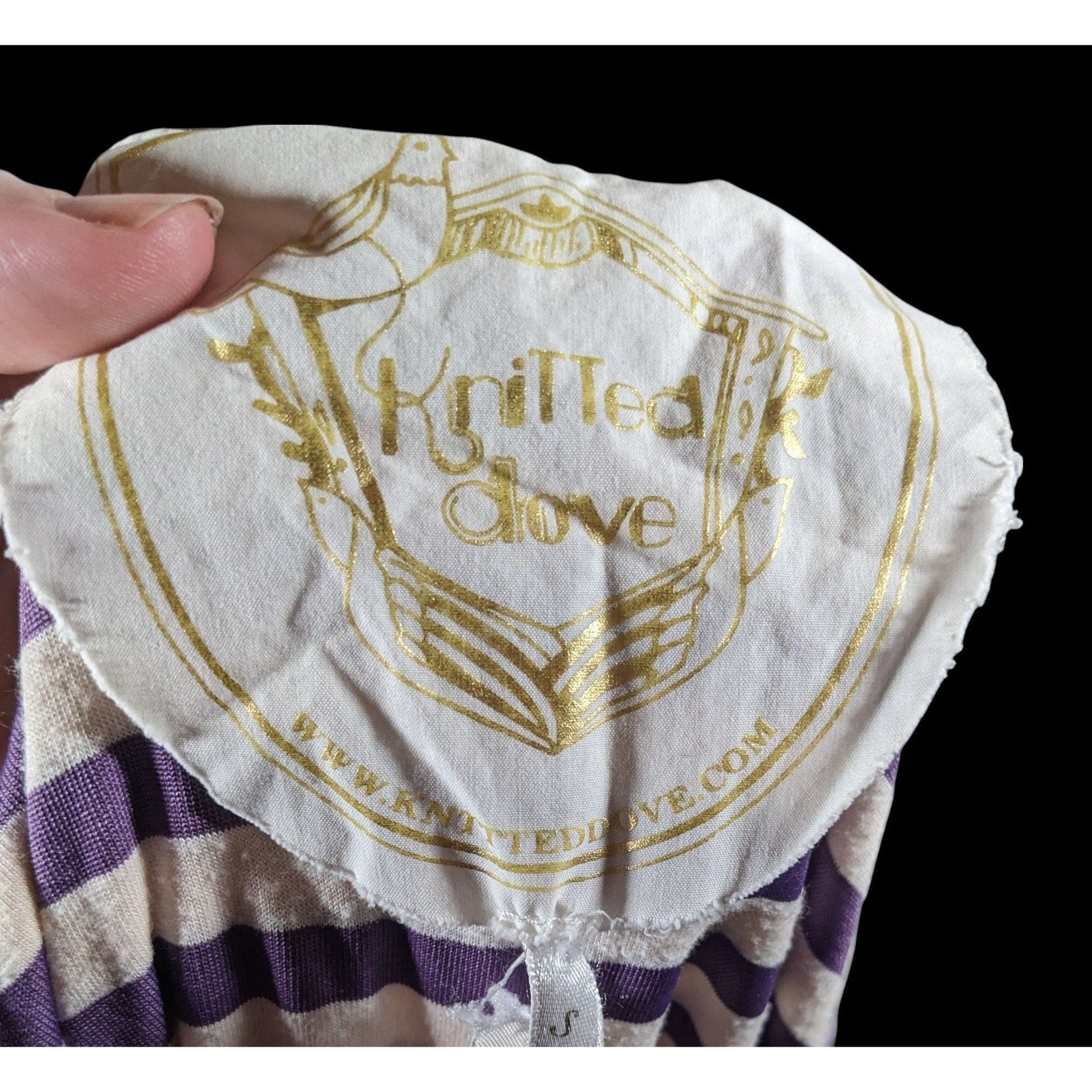 Other Knitted Dove Cottagecore Purple And White striped Dress With Size S / US 4 / IT 40 - 5 Thumbnail
