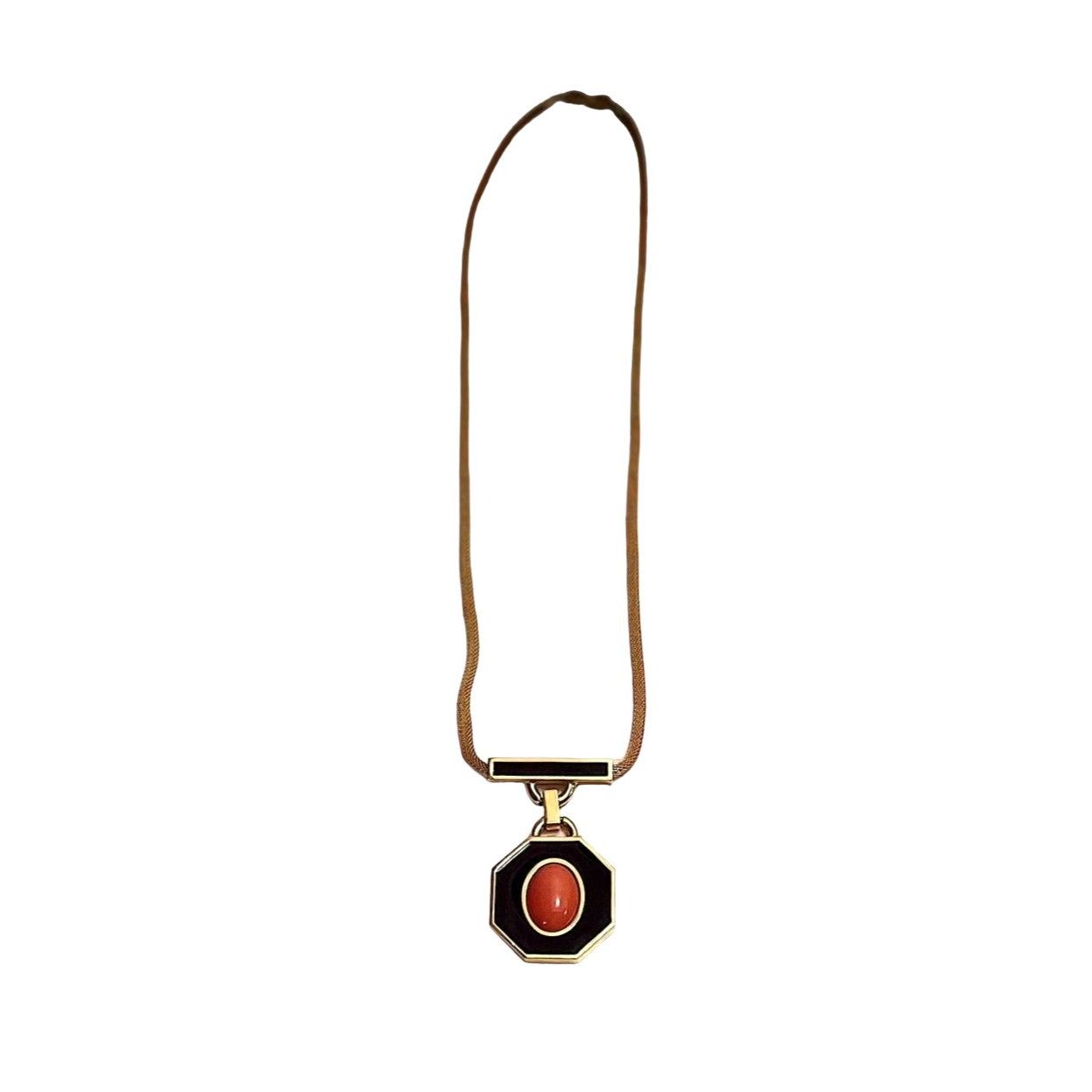 image of Vintage 1977 Givenchy Signed Necklace Orange Coral Cabochon, Women's