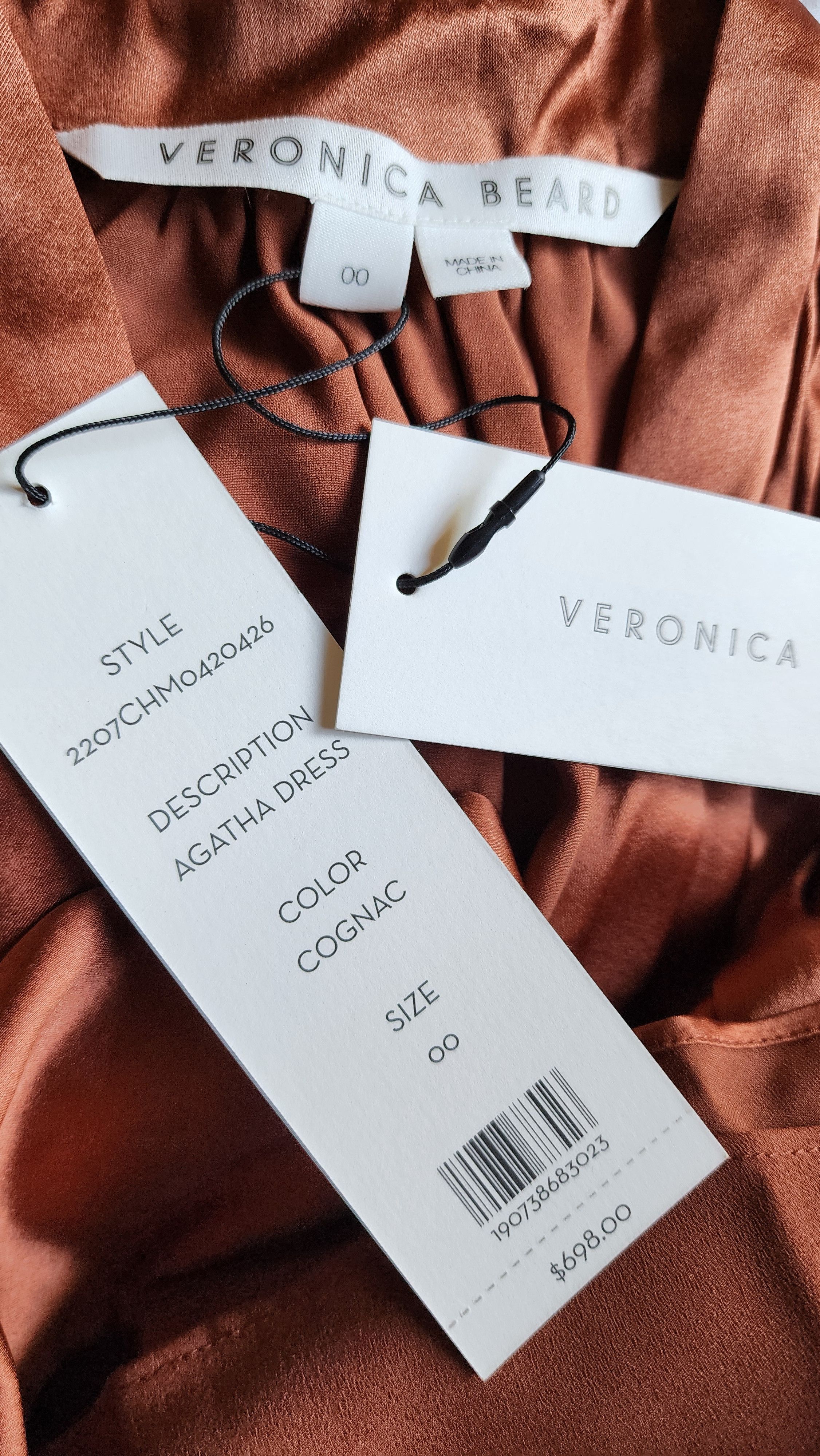 Veronica Beard Veronica Beard Agatha Cognac Silk Satin Wrap Ruched Dress Size XXS / US 00 / IT 34 - 2 Thumbnail