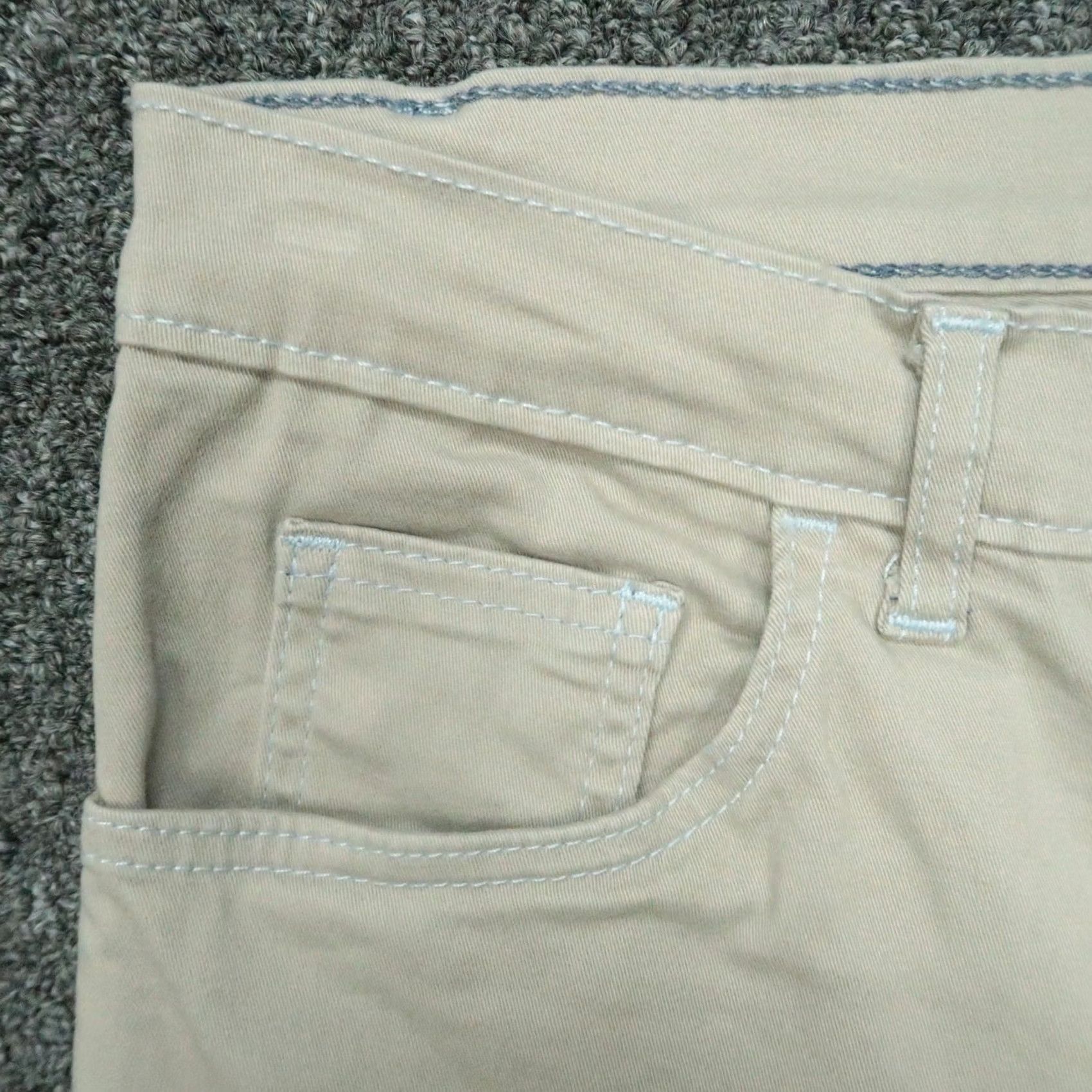 Delta Blue Delta Pants Men 32x29 Khaki Stone 5 Pocket Stretch Chino Cotton Flat Front Regular Inseam 29 Mens Size US 32 / EU 48 - 3 Thumbnail