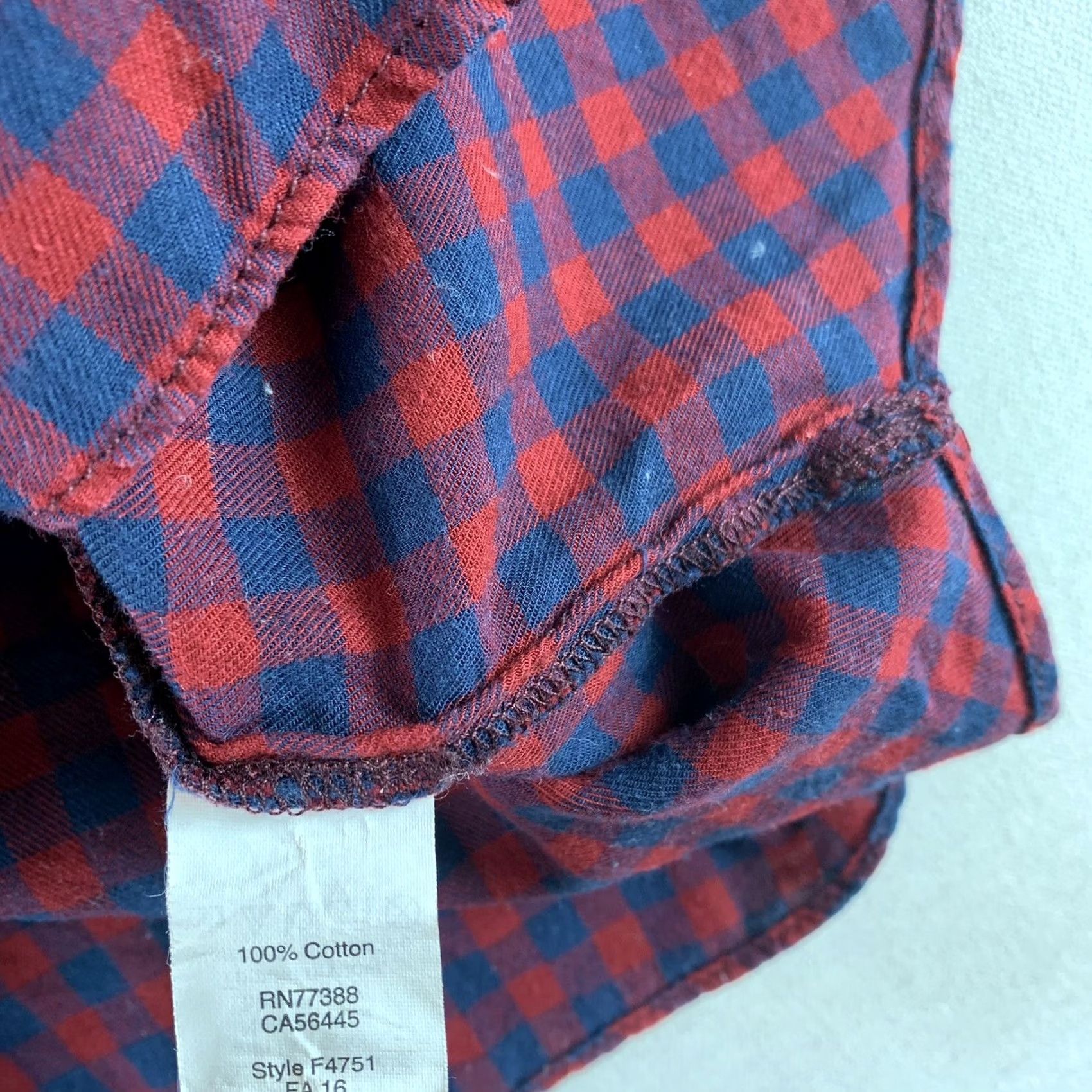 Madewell MADEWELL SHRUNKEN SHIRT WOMENS XXS BLUE RED CHECK LONG SLEEVE COLLAR Size XXS / US 00 / IT 34 - 5 Thumbnail