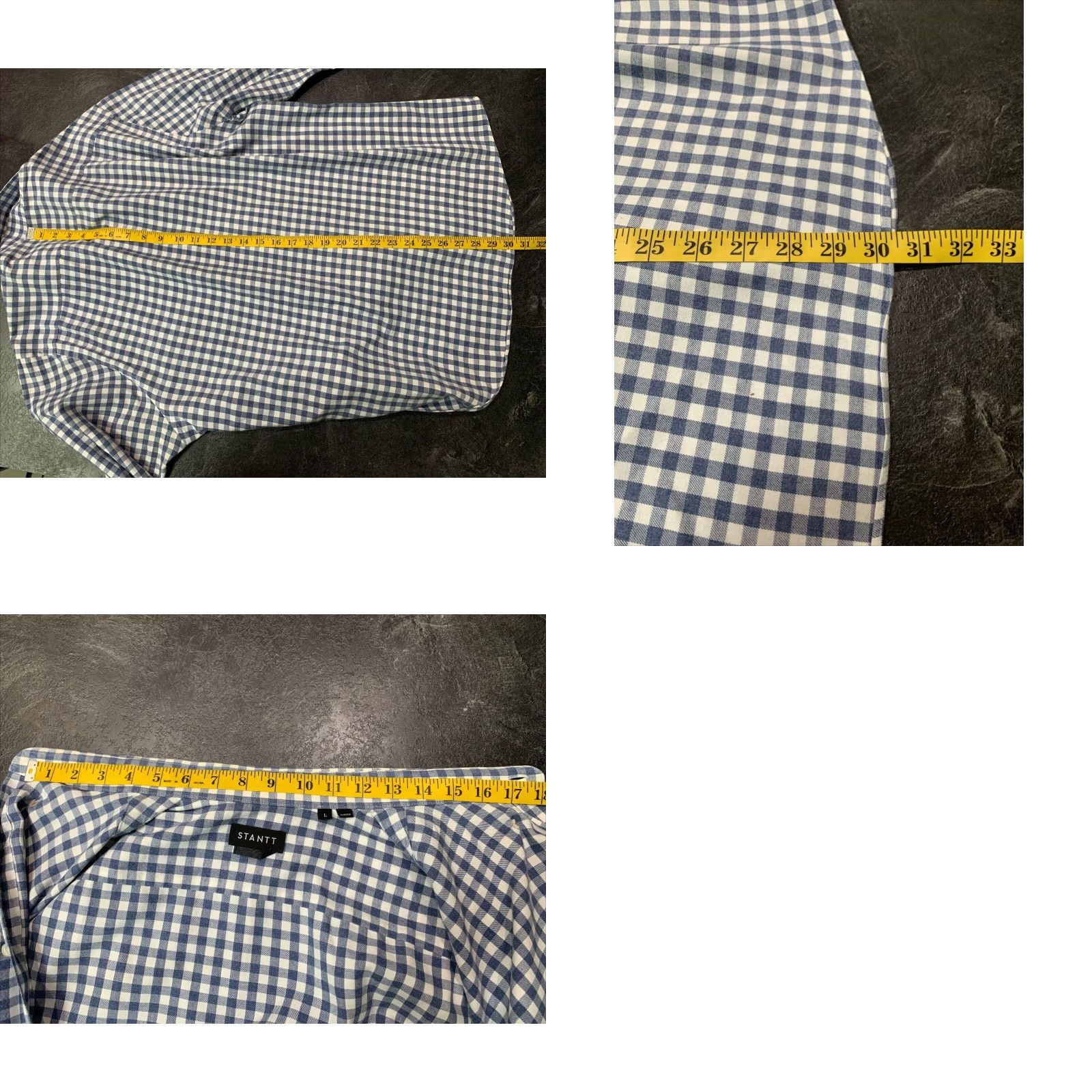 Vintage STANTT Men's Blue Plaid Classic Fit Long Sleeve Dress Shirt Large Size US L / EU 52-54 / 3 - 8 Thumbnail