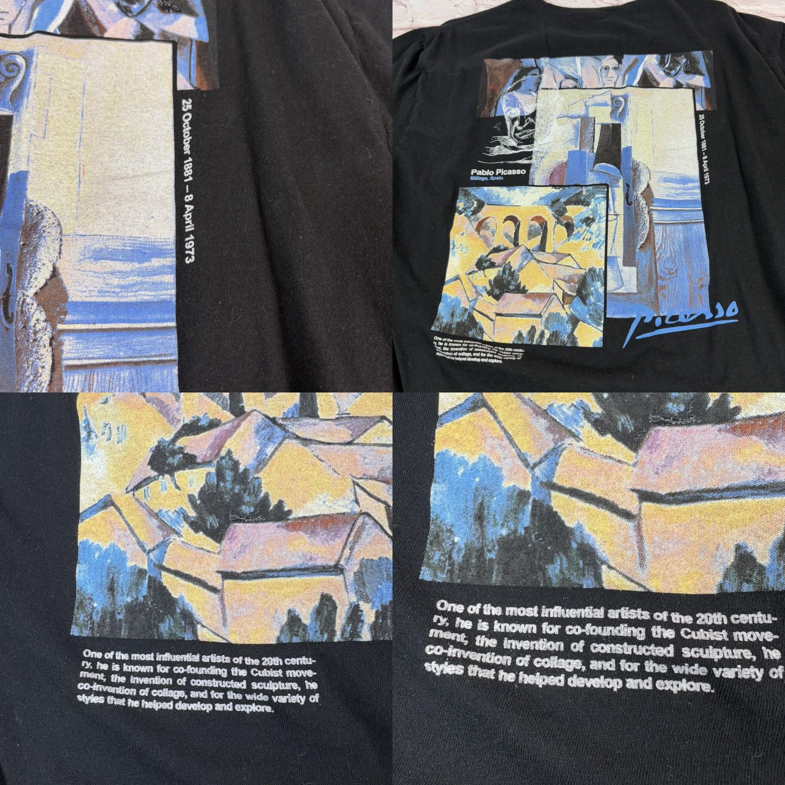 Vintage Pablo Picasso Shirt Mens XL Black Bowery Supply Cubist Graphic Art Tee Print Size US XL / EU 56 / 4 - 8 Thumbnail