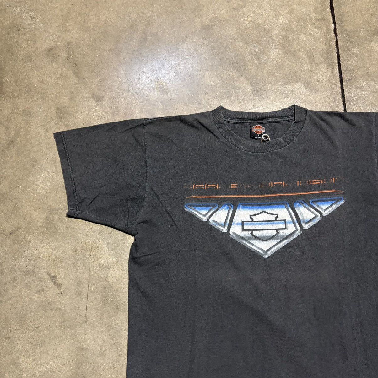 Harley Davidson Vintage Harley Davidson T shirt Biker Chrome Flame Logo Size US L / EU 52-54 / 3 - 3 Thumbnail