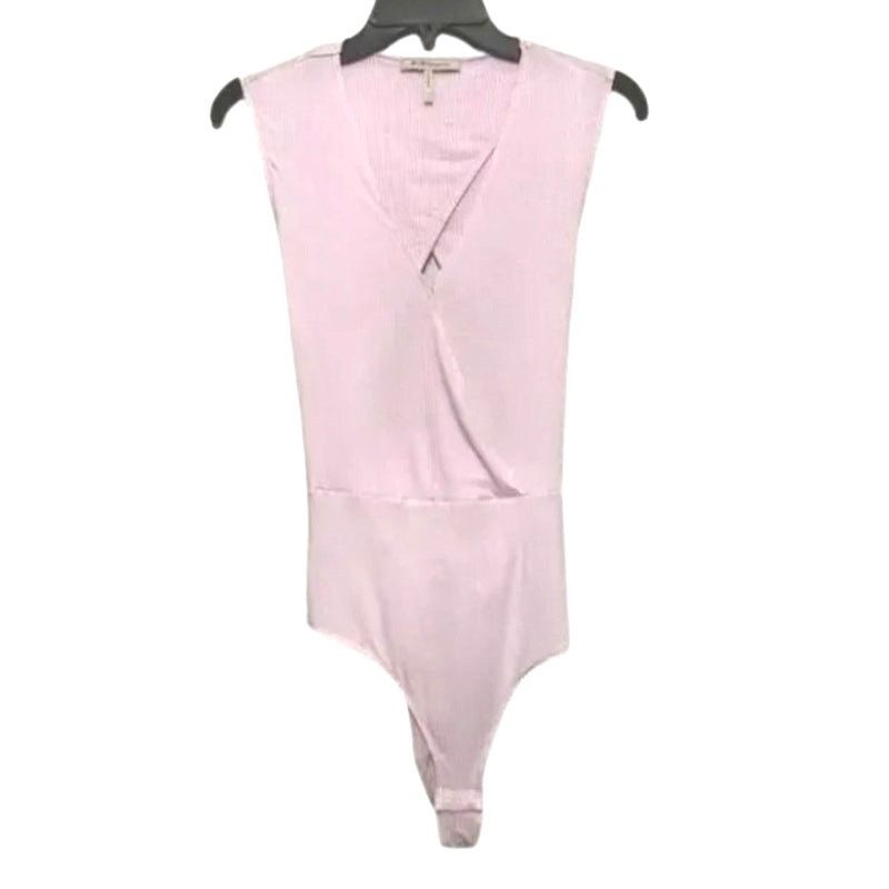 Other BCBGeneration Bodysuit Surplice Front Ribbed Tie Pink S NWOT Size S / US 4 / IT 40 - 2 Thumbnail