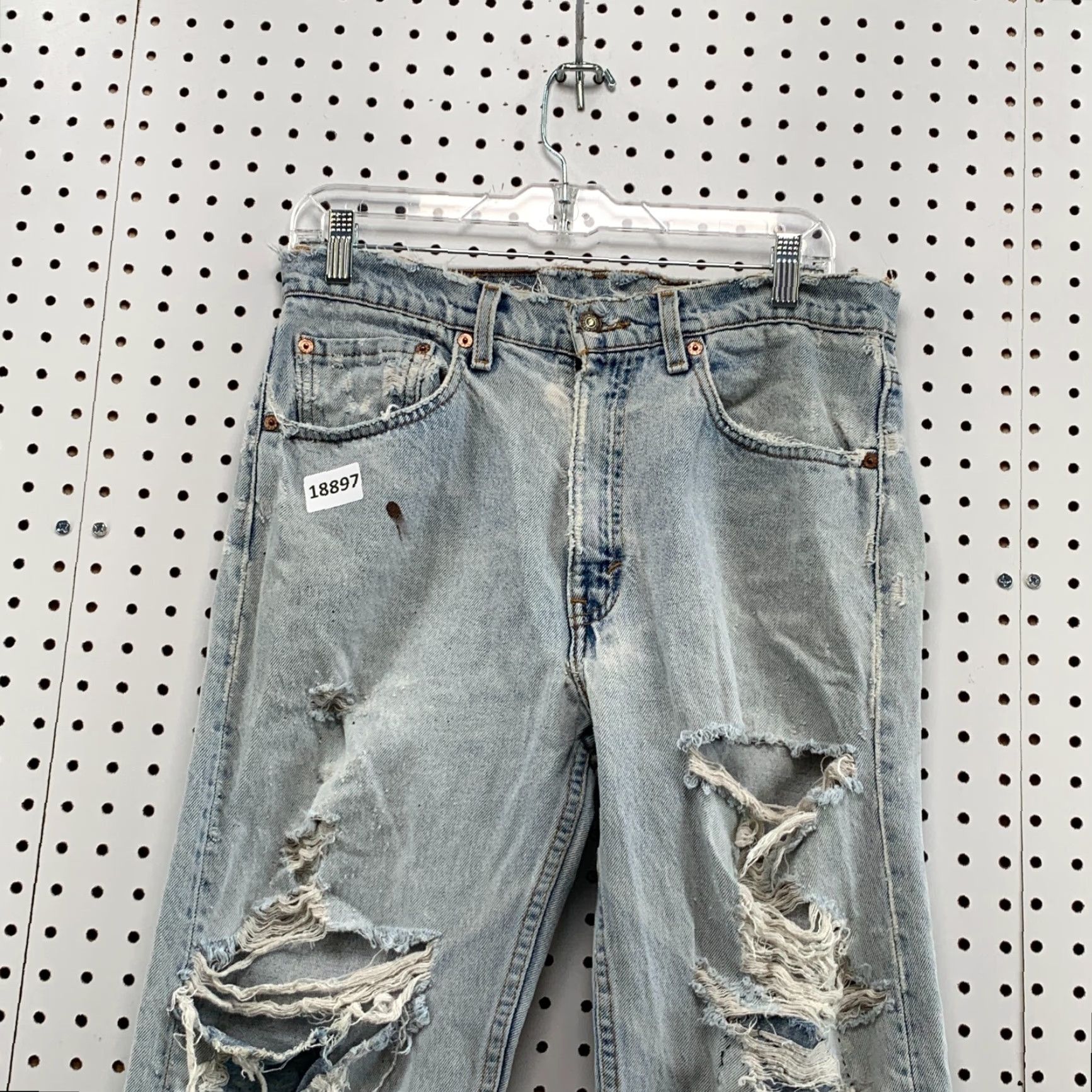 Levi's VINTAGE Levi's 505 Jeans Adult Men 31x29 Blue Distressed Straight Leg Regular Fit USA 90s Mens Size US 31 - 4 Thumbnail