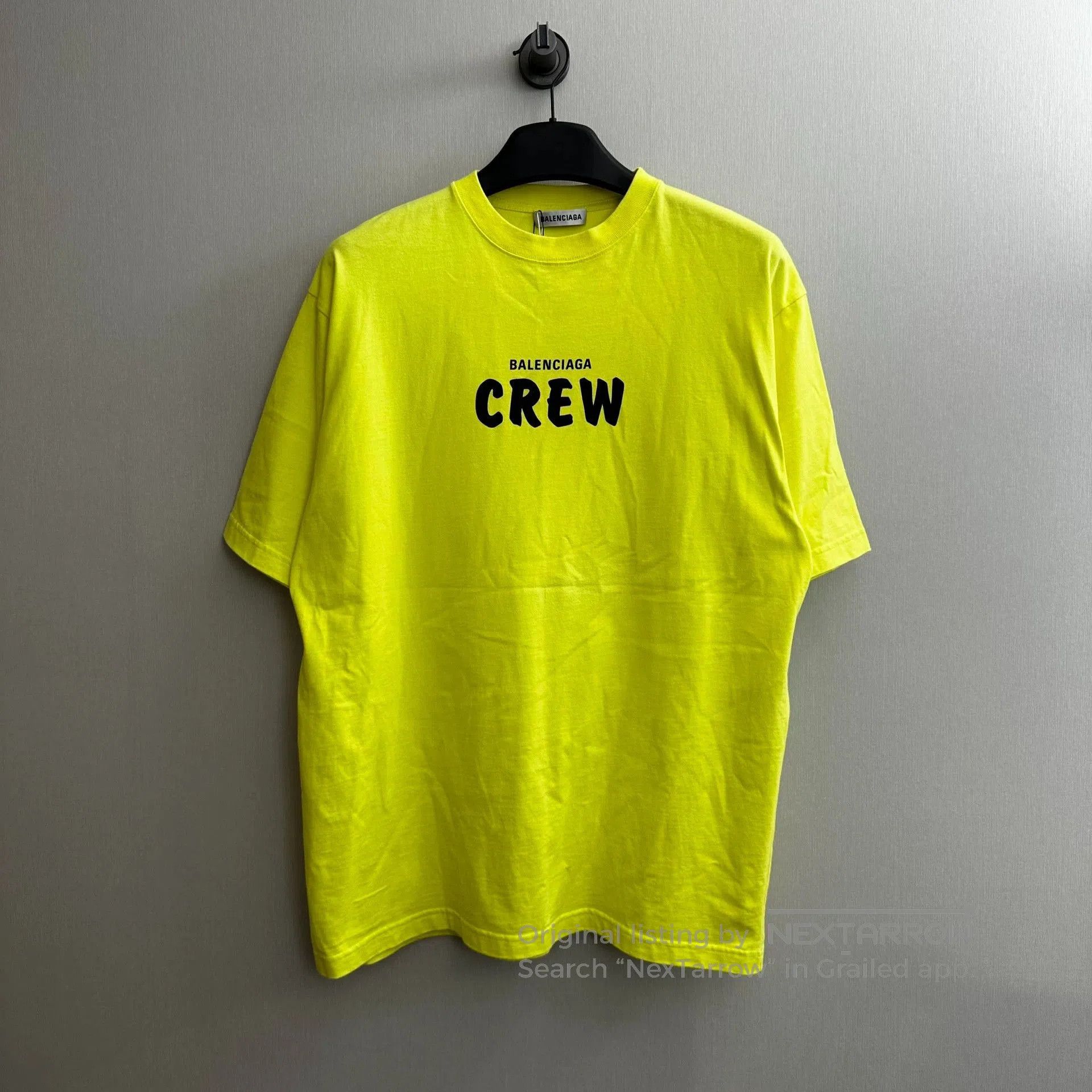 balenciaga neon yellow crew short sleeve shirt.