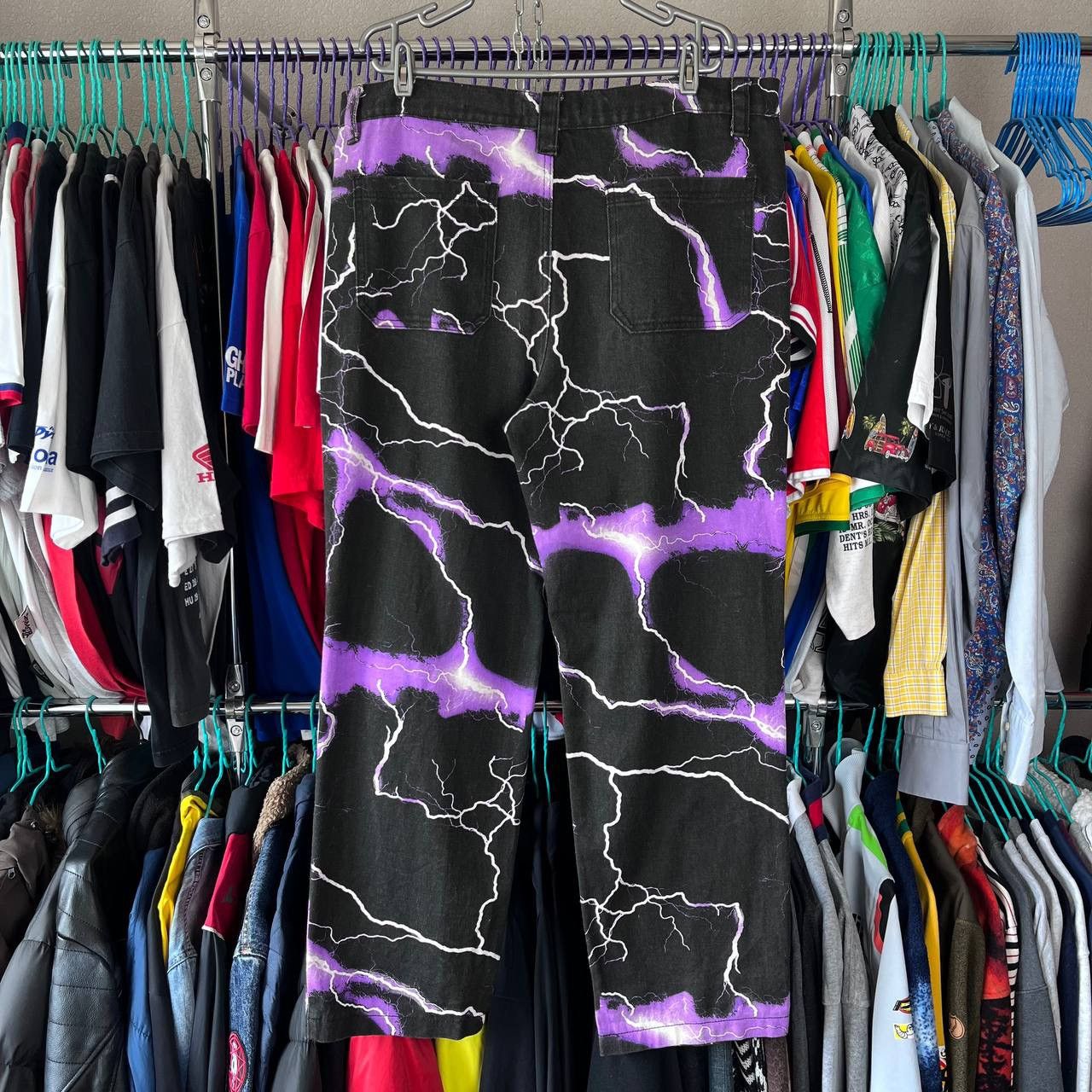Jaded London Jaded London Lighting Print Skate Fit Relaxed Denim Pants Size US 36 / EU 52 - 6 Thumbnail