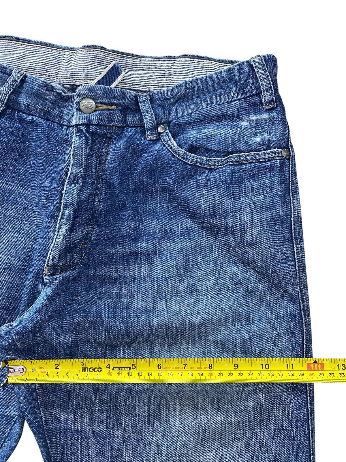 Japanese Brand Japanese Brand Blue Wash Ripped Straight Leg Jeans Size US 34 / EU 50 - 7 Thumbnail