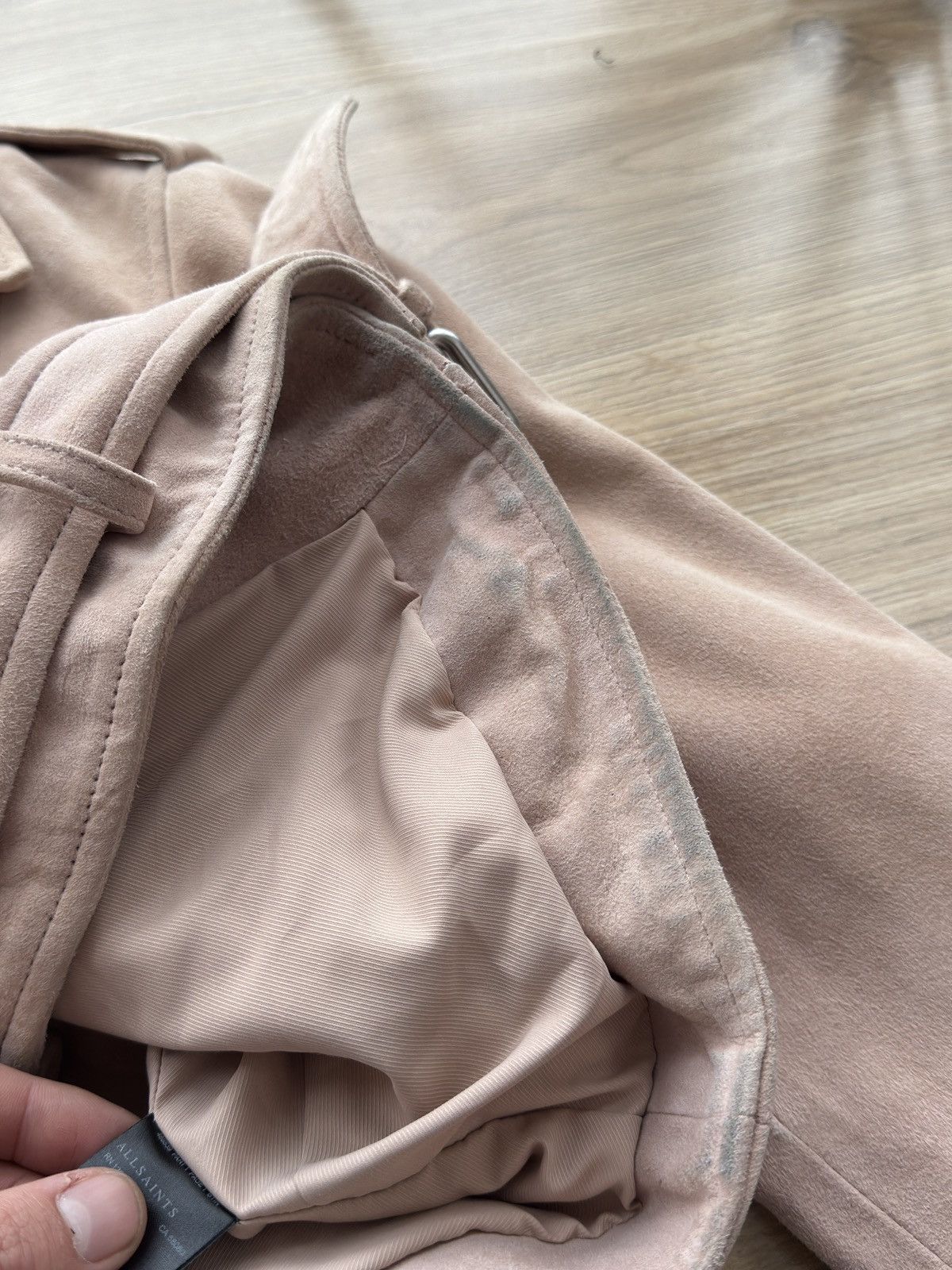 Allsaints ALL SAINTS Powder Pink Suede Balfern Biker Jacket Women’s Size M / US 6-8 / IT 42-44 - 15 Thumbnail