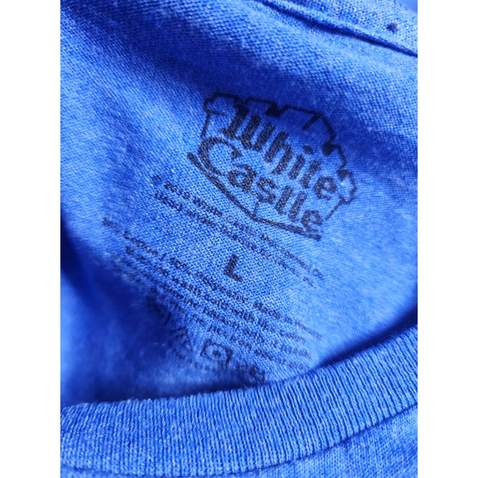 Vintage WHITE CASTLE Mens L Official Hamburgers Buy 'Em by the Sack Blue T Shirt Size US L / EU 52-54 / 3 - 4 Thumbnail