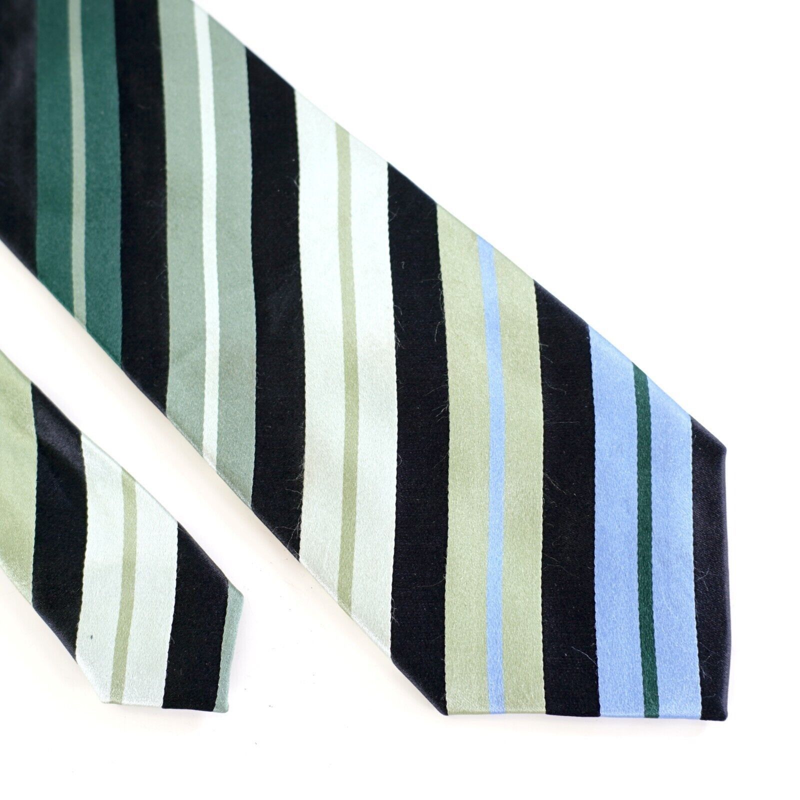 BCBGeneration BCBG Green Blue Striped Woven Silk Tie Size ONE SIZE - 1 Thumbnail