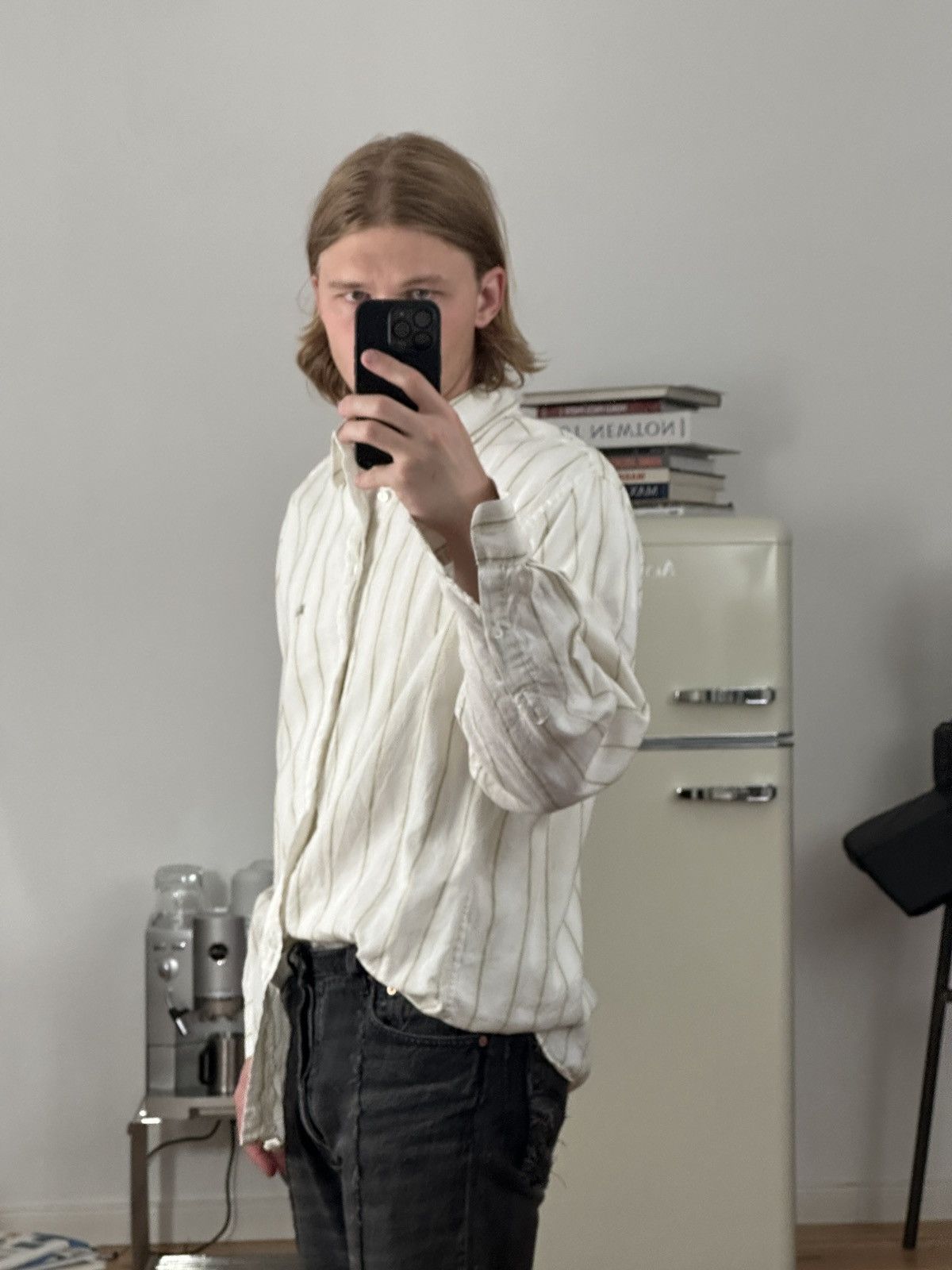 Burberry Linen Striped Shirt Vintage Classic in Beige/Green