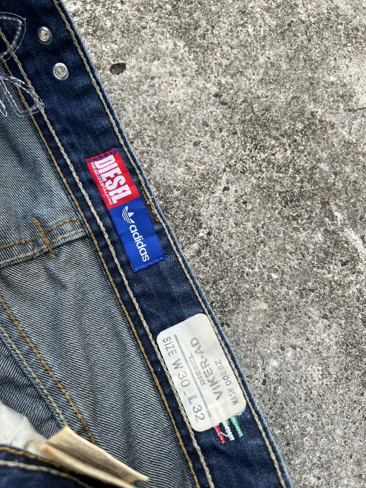 Adidas × Diesel 💥Vintage Diesel Industry x Adidas Distress Jean Size US 29 - 13 Thumbnail